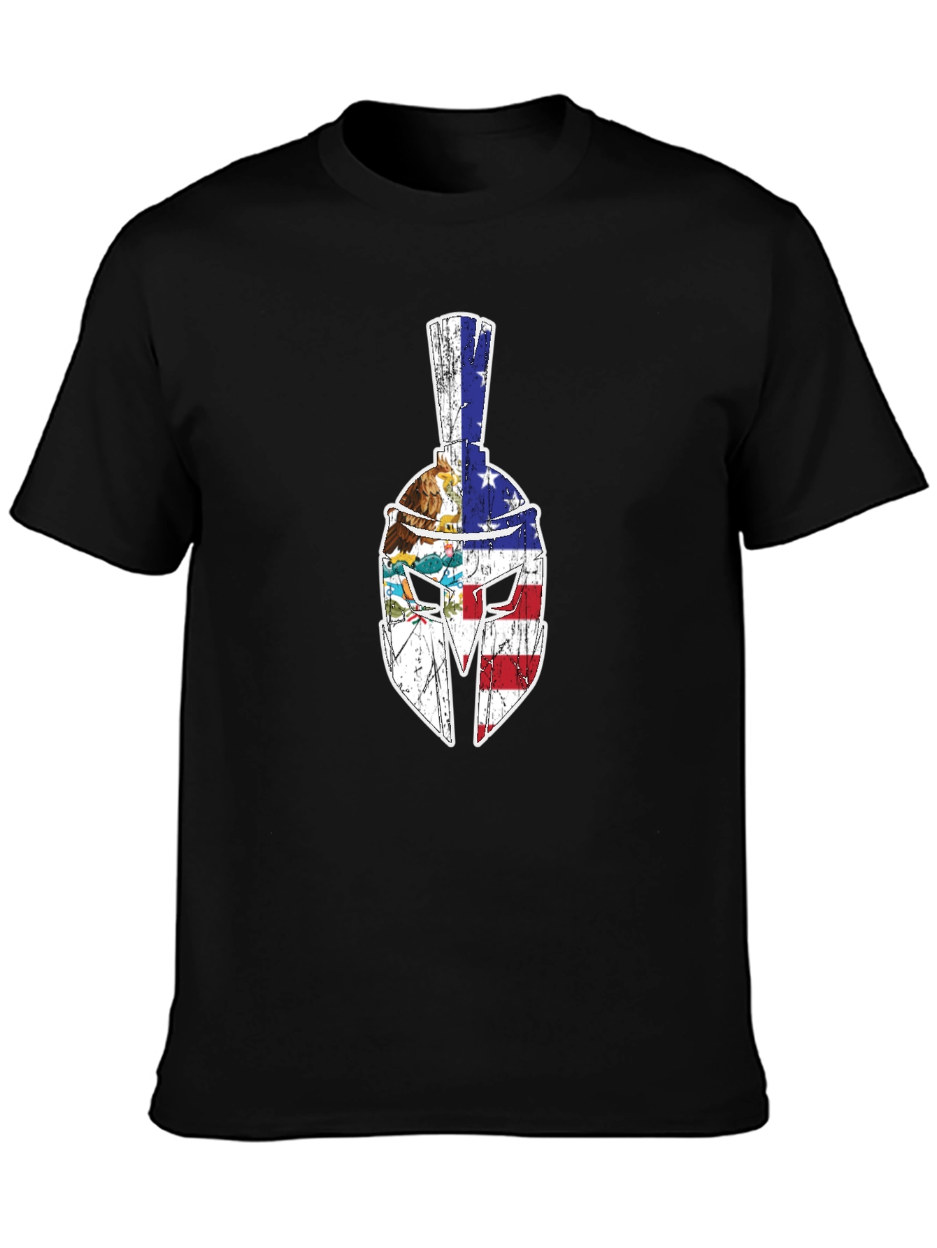 California Flag Spartan Helmet Mens Black T-Shirt