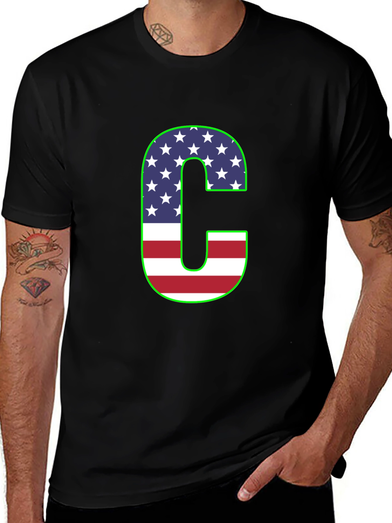 Letter C USA Flag T-Shirt - Patriotic Pride!