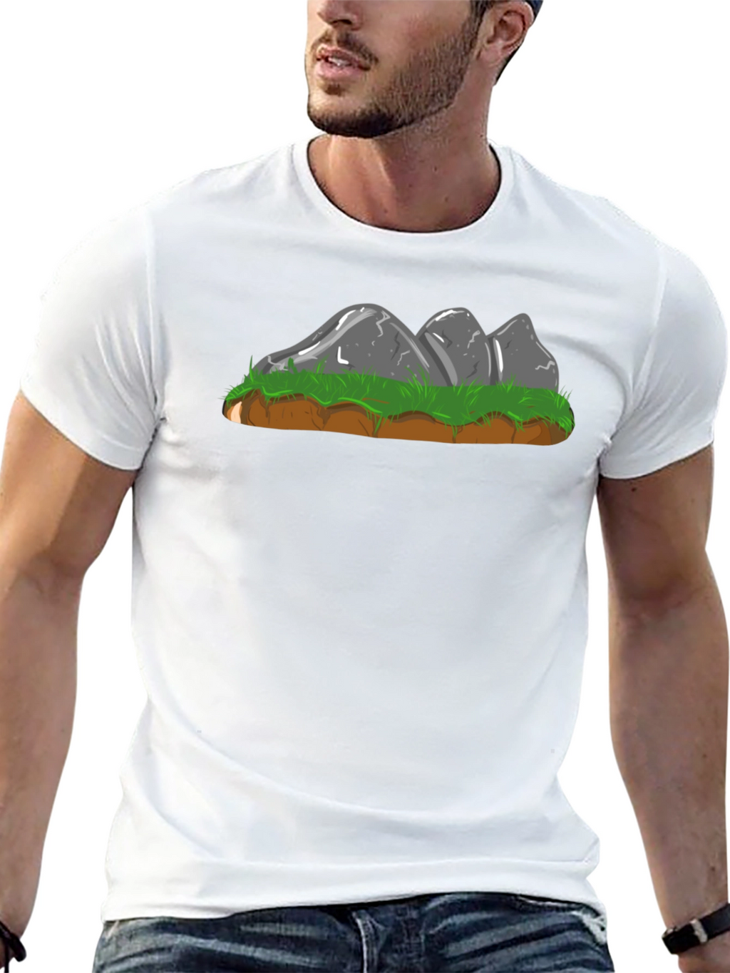 Cartoon Rock Formation Graphic Tee - Black