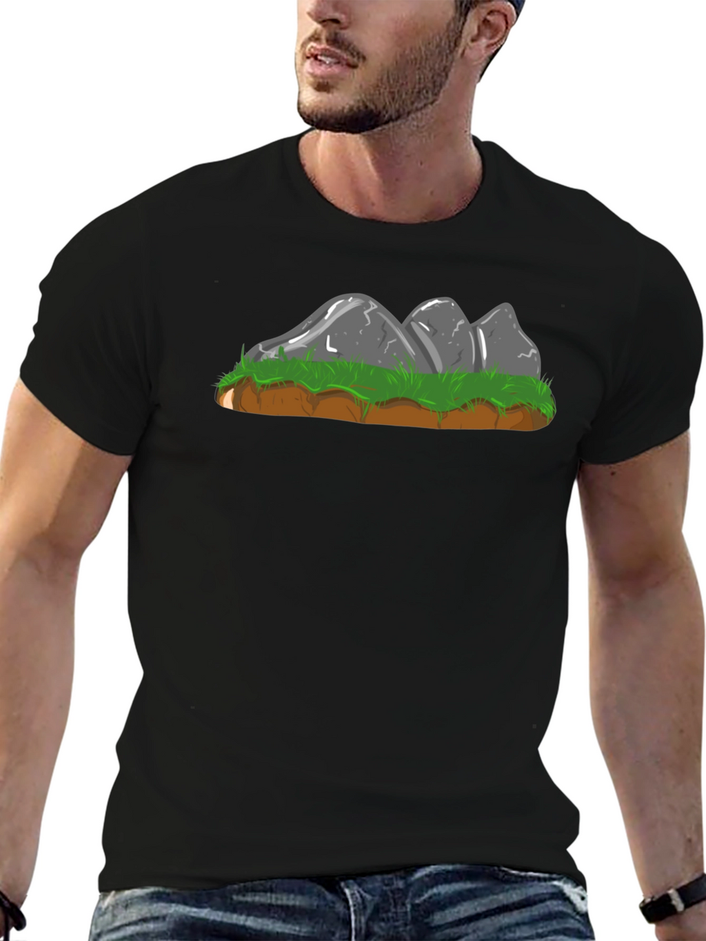 Cartoon Rock Formation Graphic Tee - Black