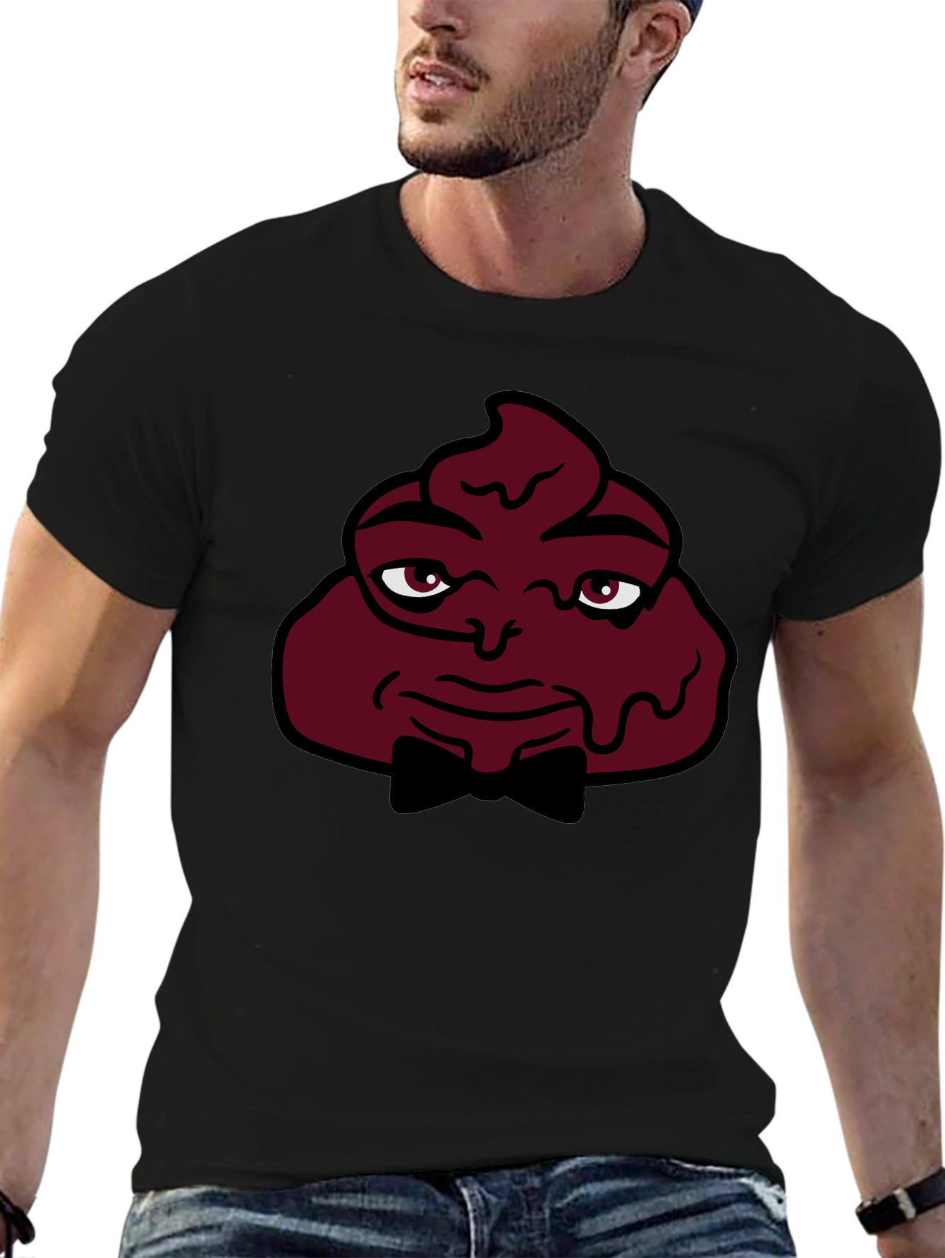 Funny Poop Emoji Man T-Shirt - Black