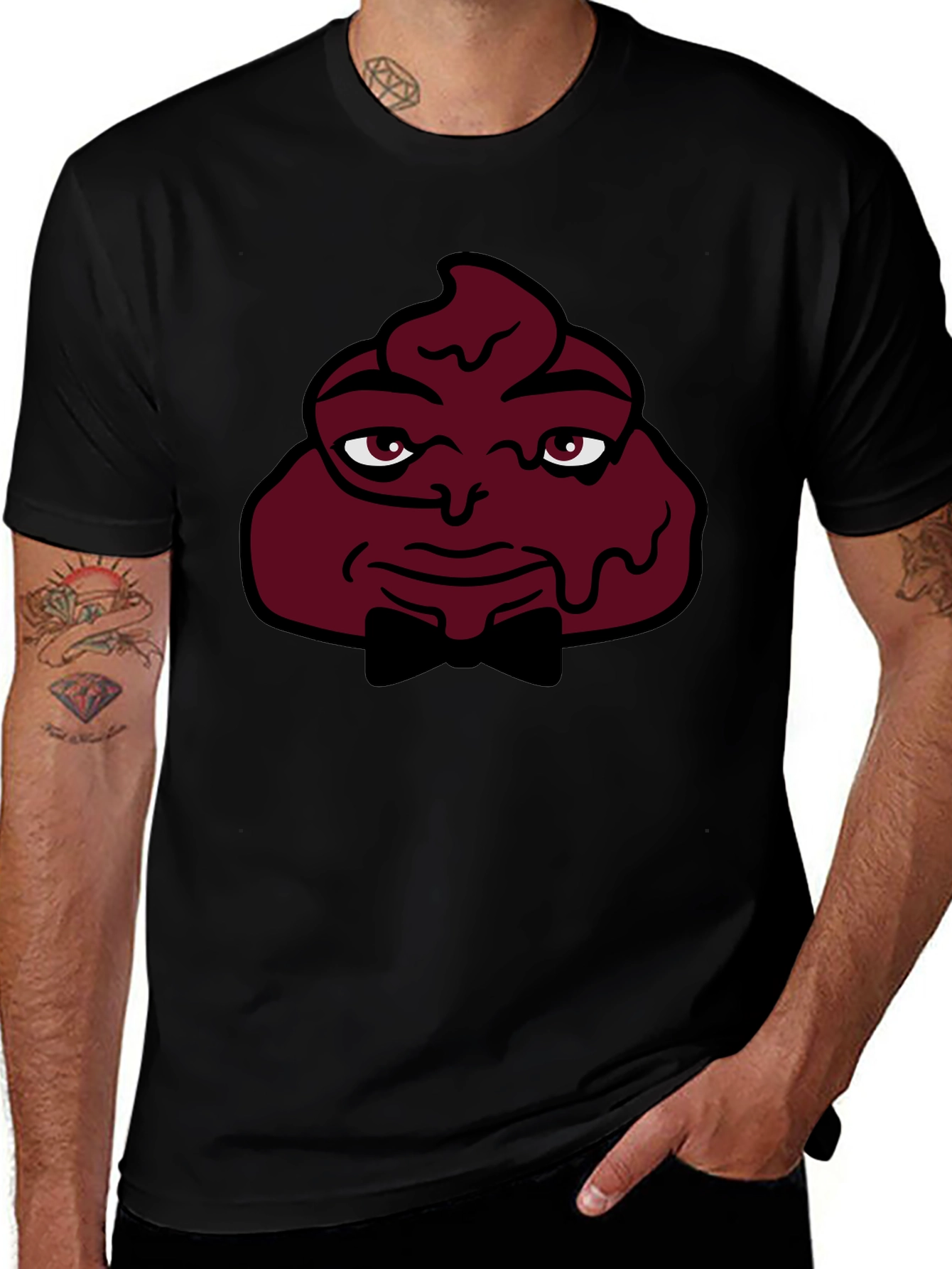 Funny Poop Emoji Man T-Shirt - Black