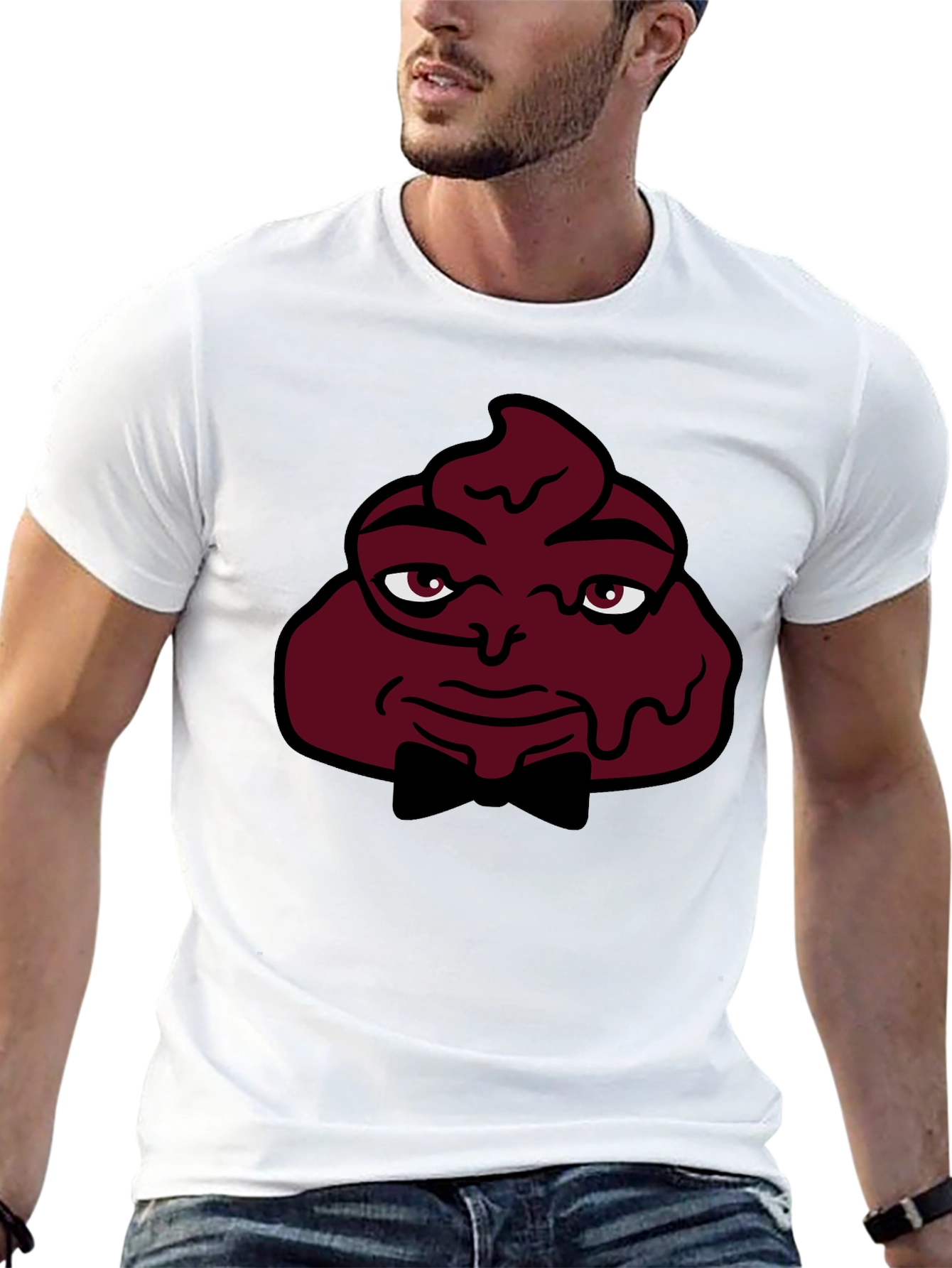 Funny Poop Emoji Man T-Shirt - Black