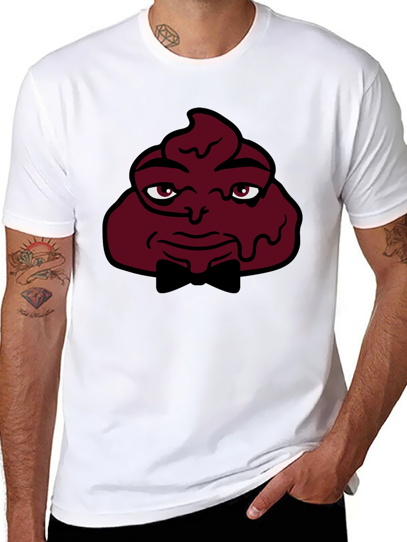 Funny Poop Emoji Man T-Shirt - Black