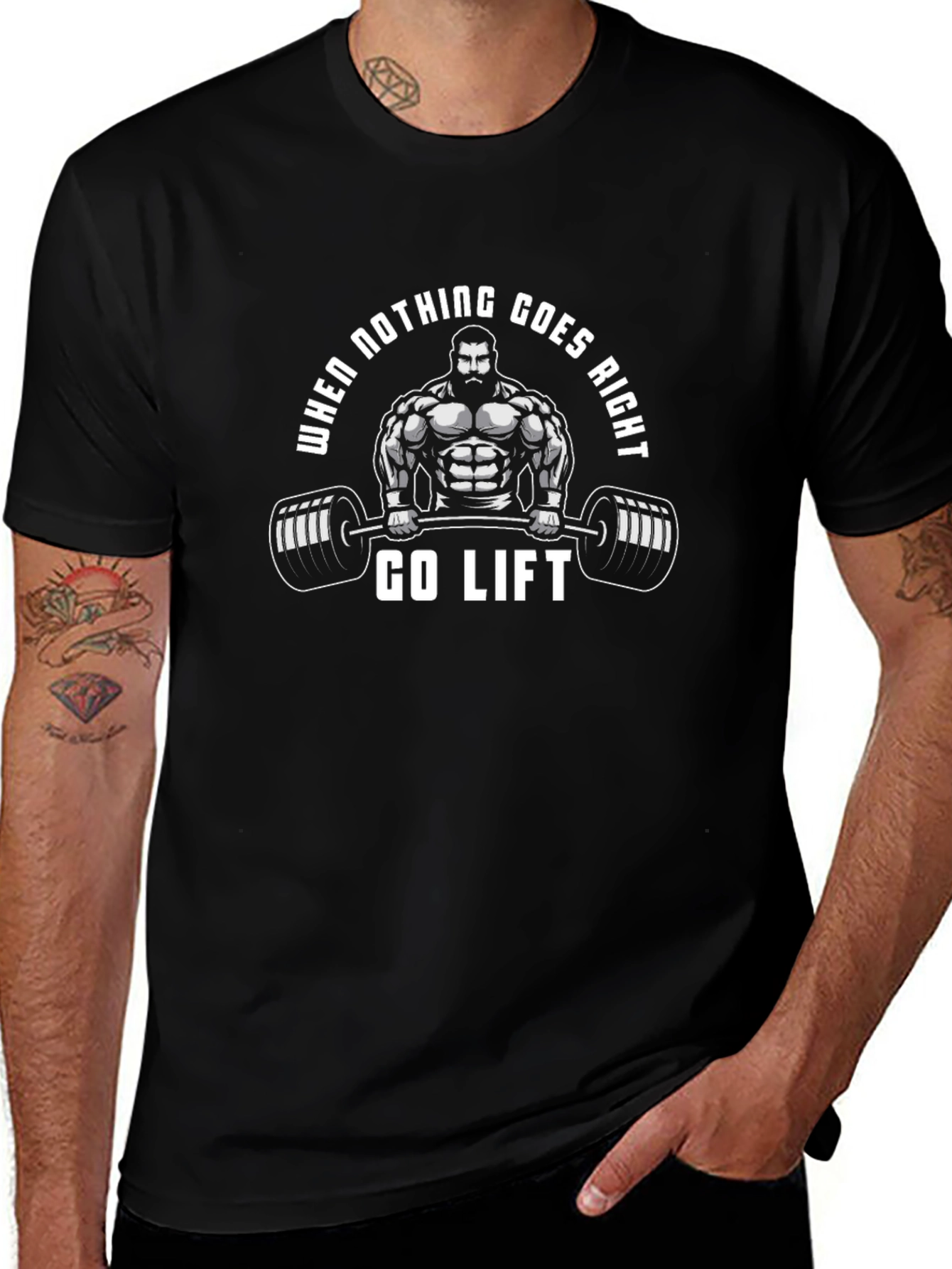 Gym Motivation T-Shirt: When Nothing Goes Right Go Lift