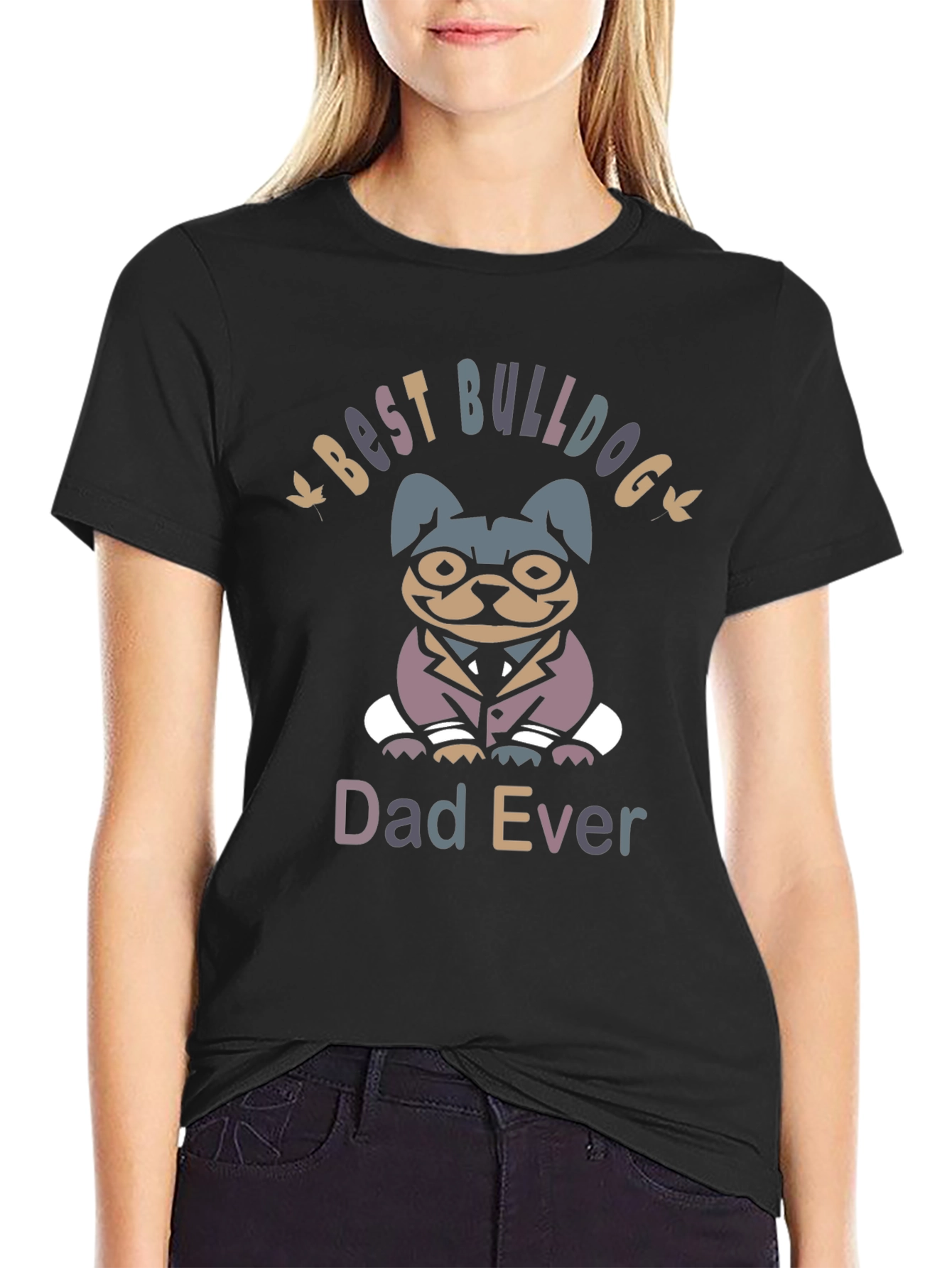 Best Bulldog Dad Ever Black Graphic Tee