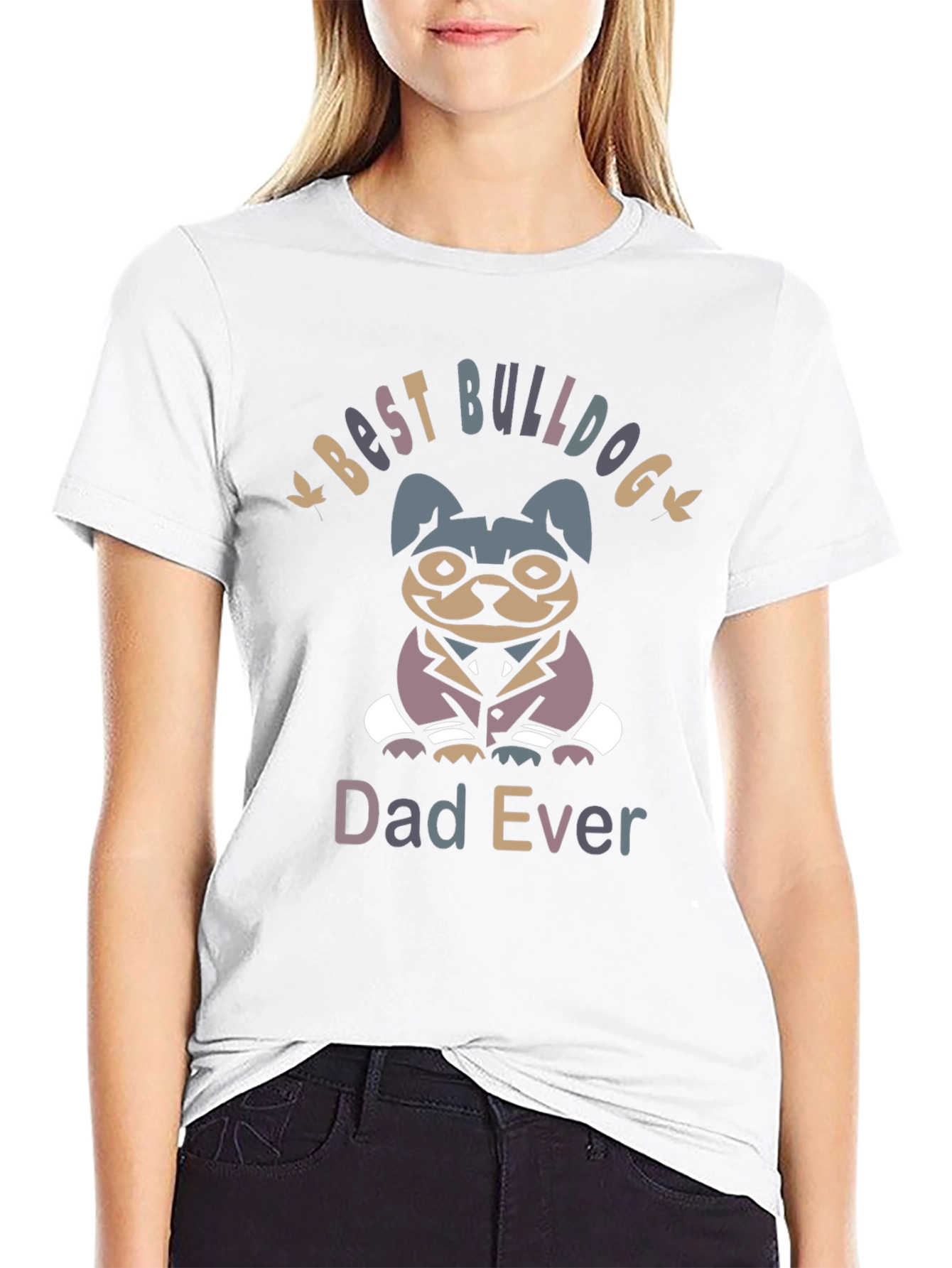 Best Bulldog Dad Ever Black Graphic Tee