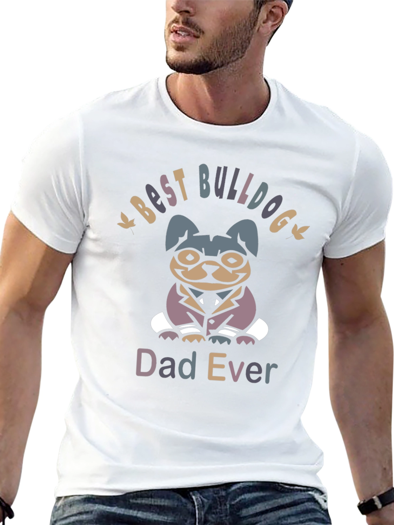 Best Bulldog Dad Ever Black Graphic Tee