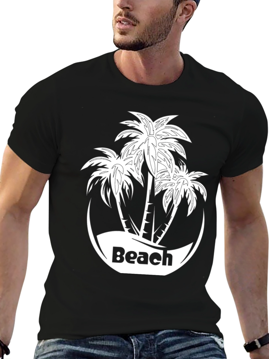 Black Beach Palm Tree T-Shirt