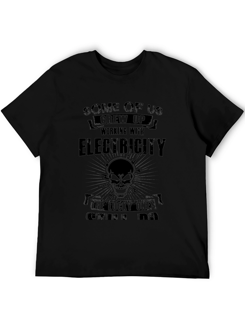 Electricity Skull Graphic Tee - Black Cotton Shirt