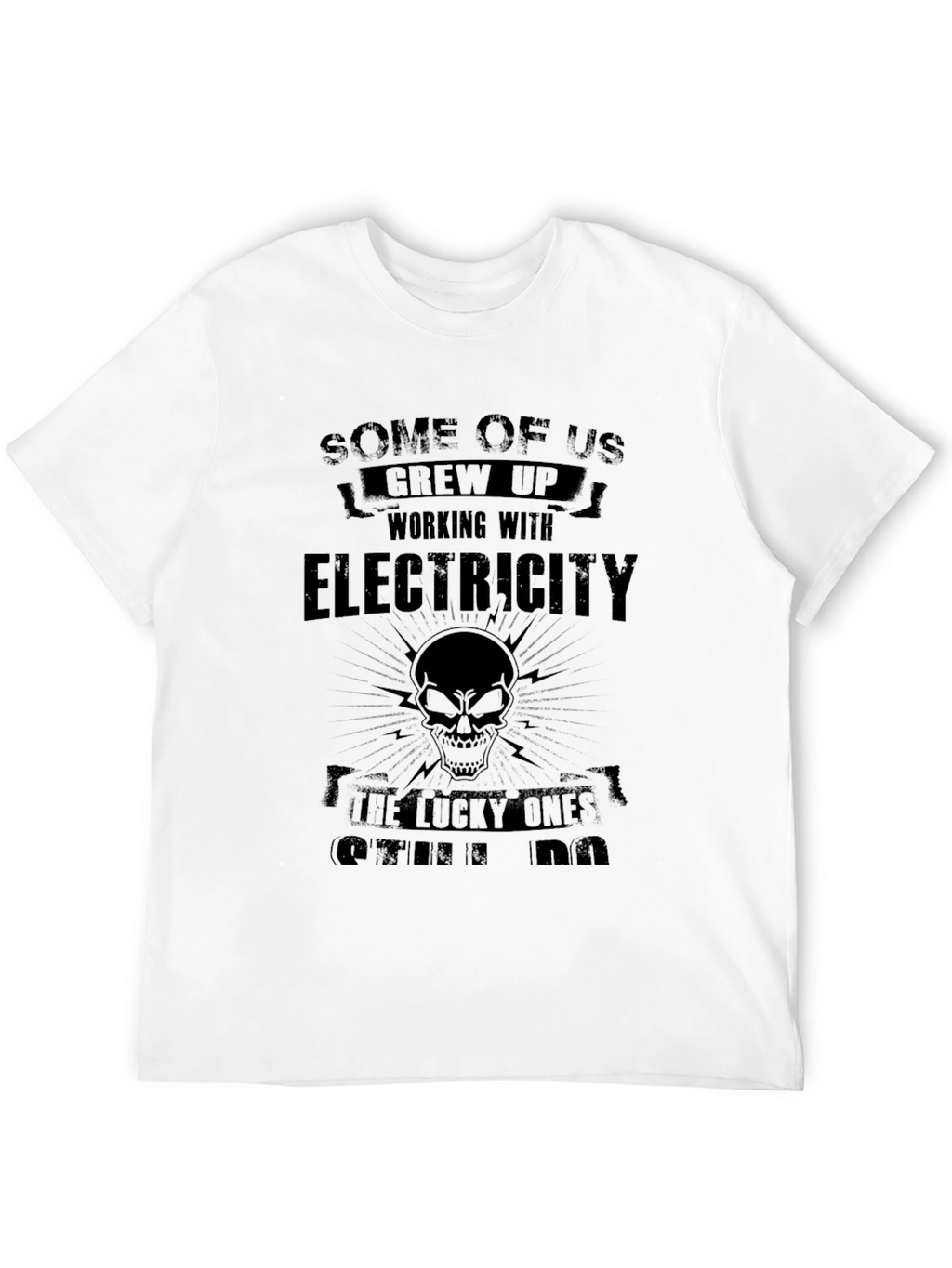 Electricity Skull Graphic Tee - Black Cotton Shirt