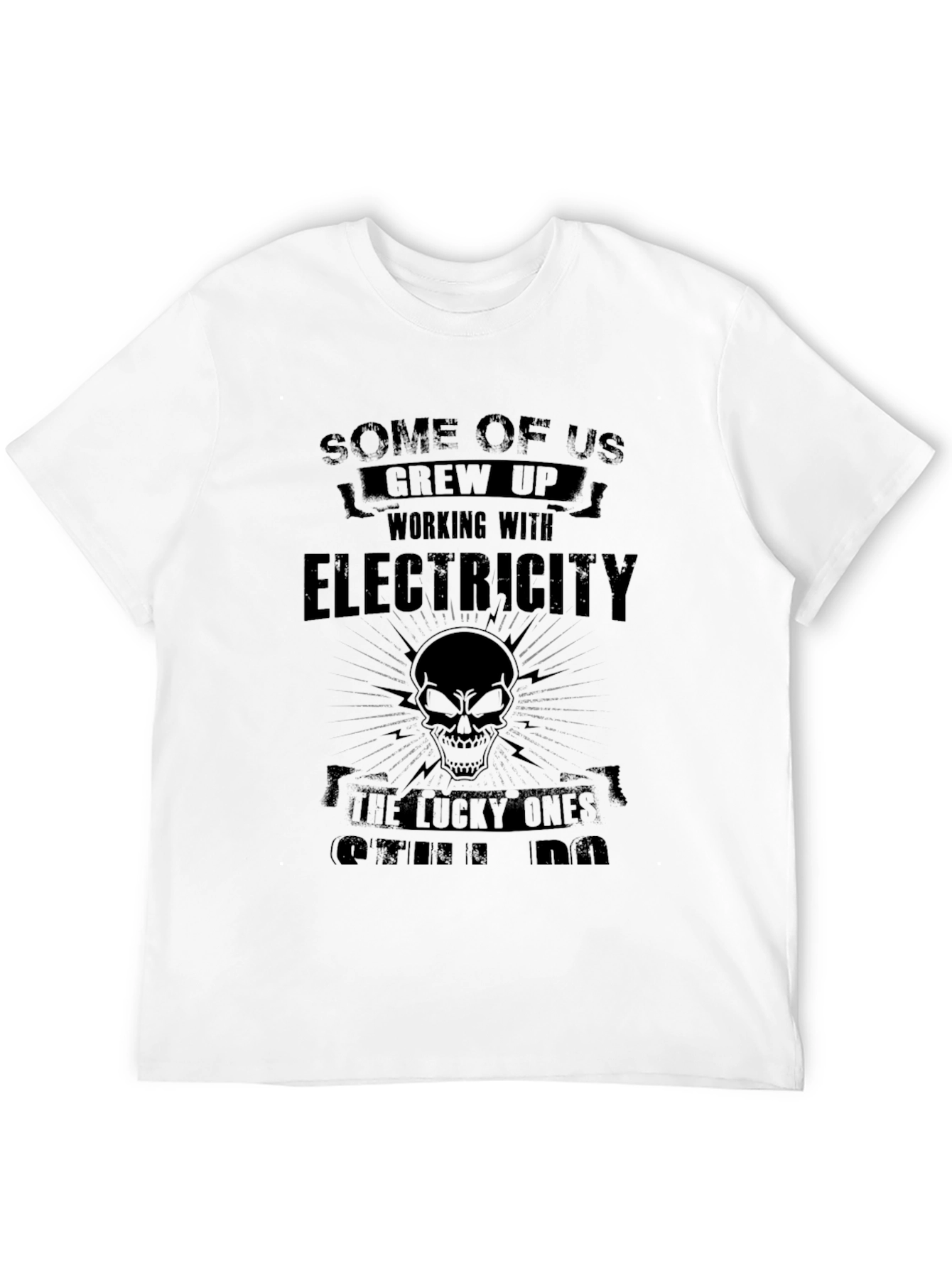 Electricity Skull Graphic Tee - Black Cotton Shirt
