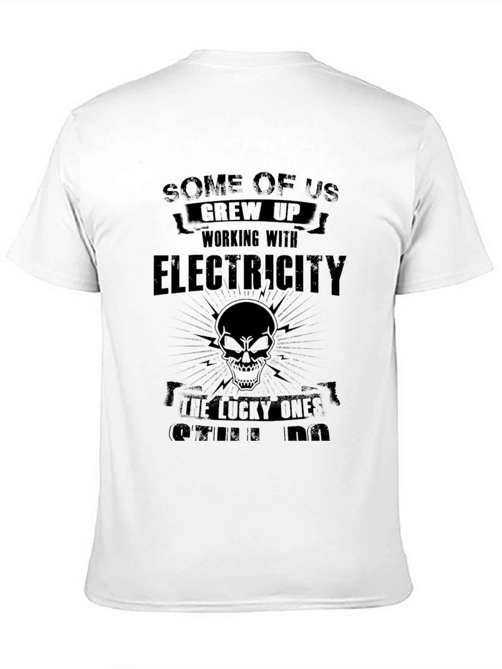 Electricity Skull Graphic Tee - Black Cotton Shirt