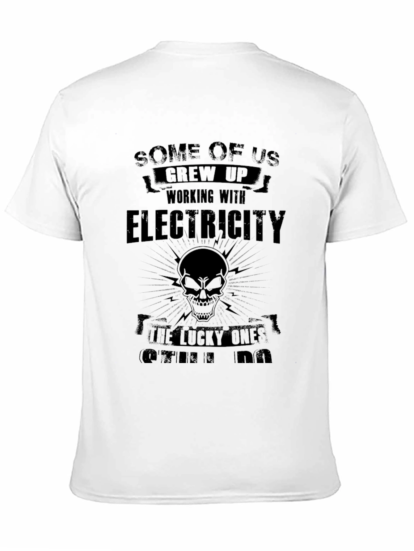 Electricity Skull Graphic Tee - Black Cotton Shirt
