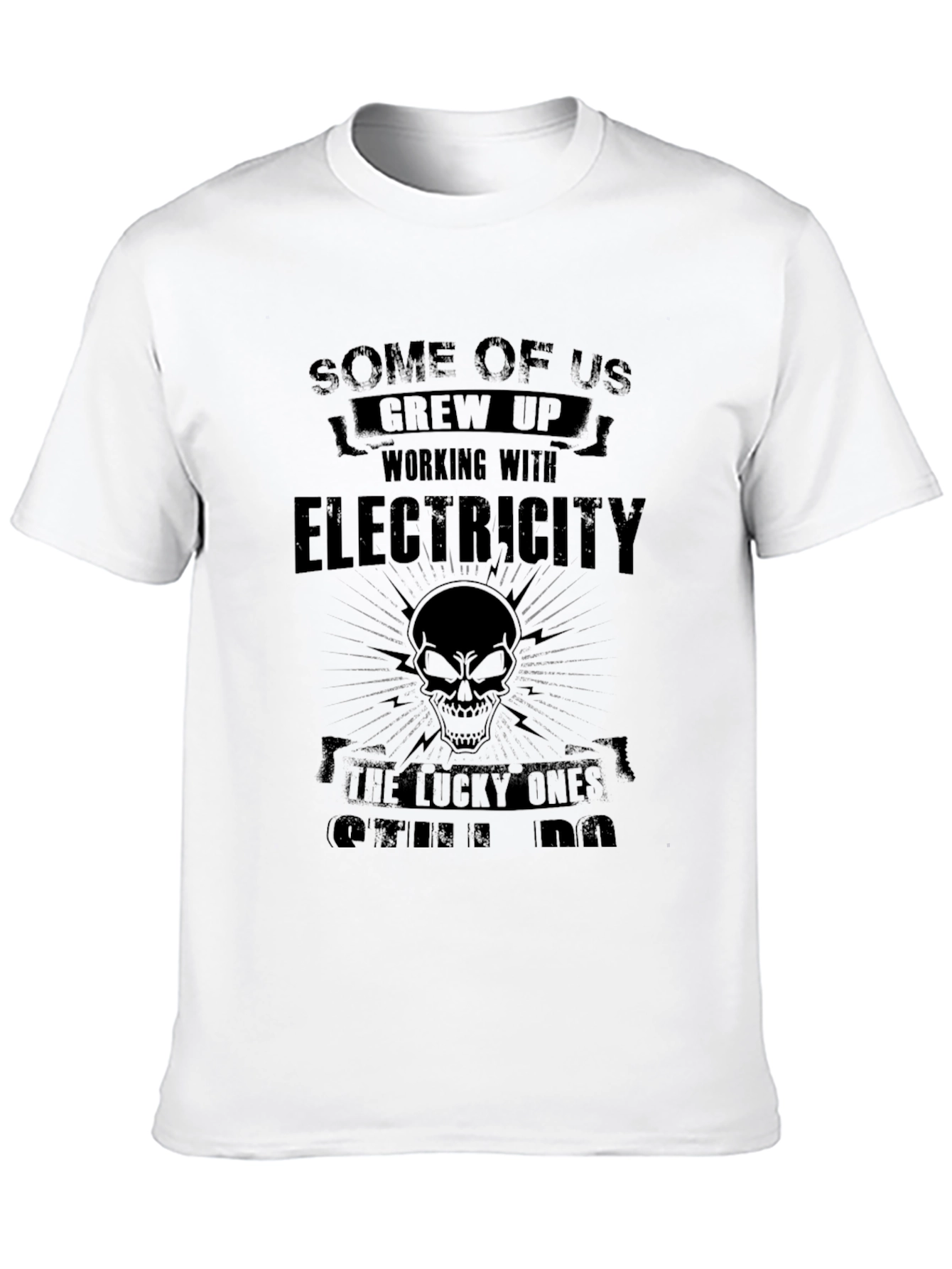 Electricity Skull Graphic Tee - Black Cotton Shirt