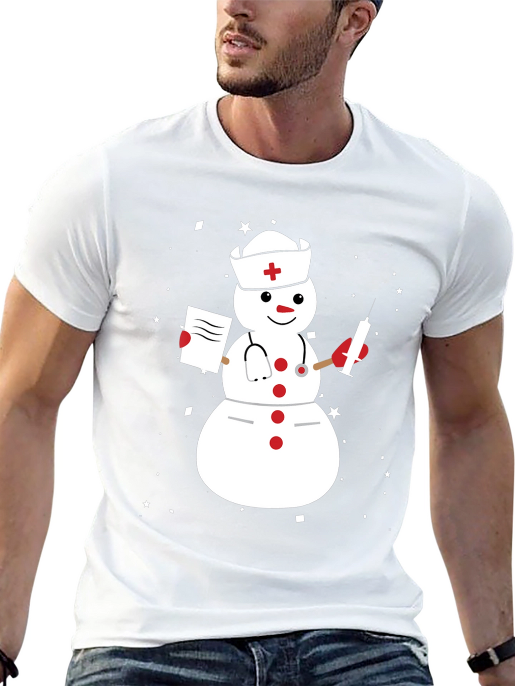 Nurse Snowman Graphic T-Shirt