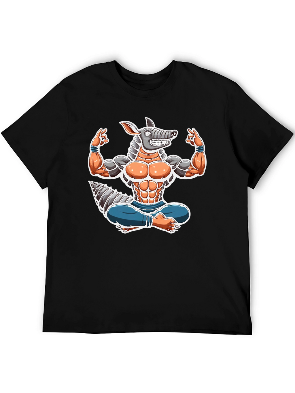 Armadillo Yoga Graphic Tee - Black Cotton T-Shirt