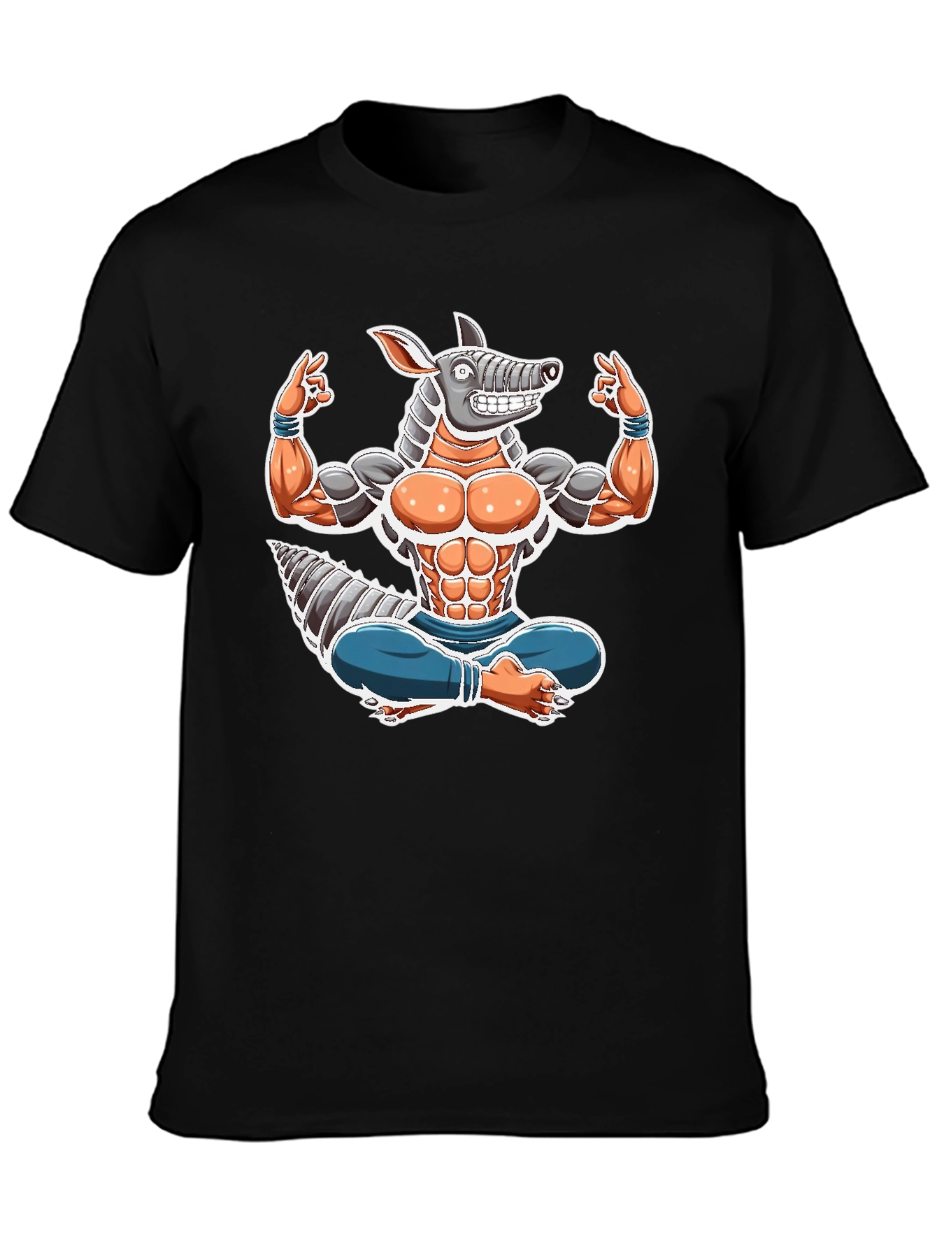 Armadillo Yoga Graphic Tee - Black Cotton T-Shirt
