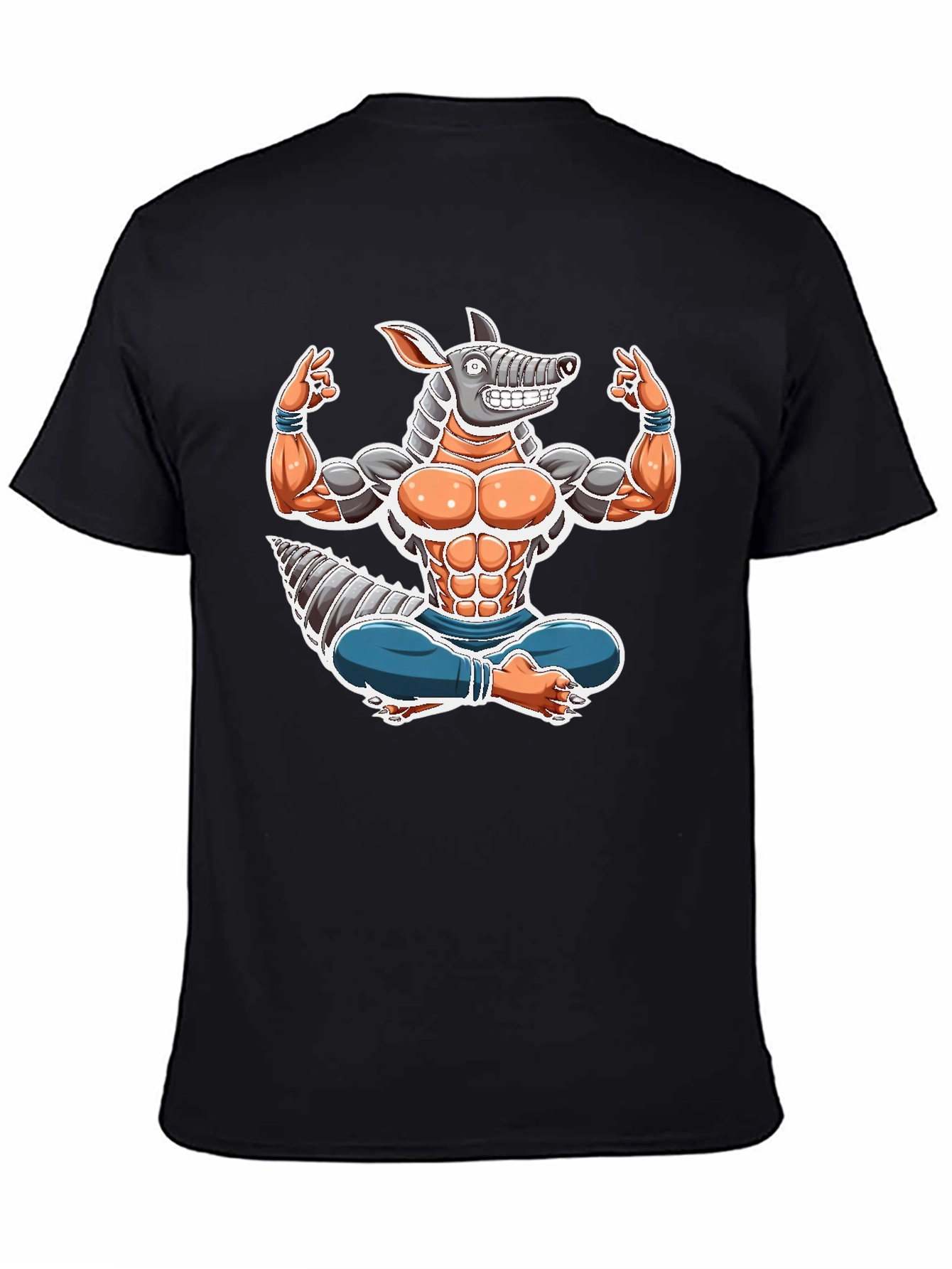 Armadillo Yoga Graphic Tee - Black Cotton T-Shirt