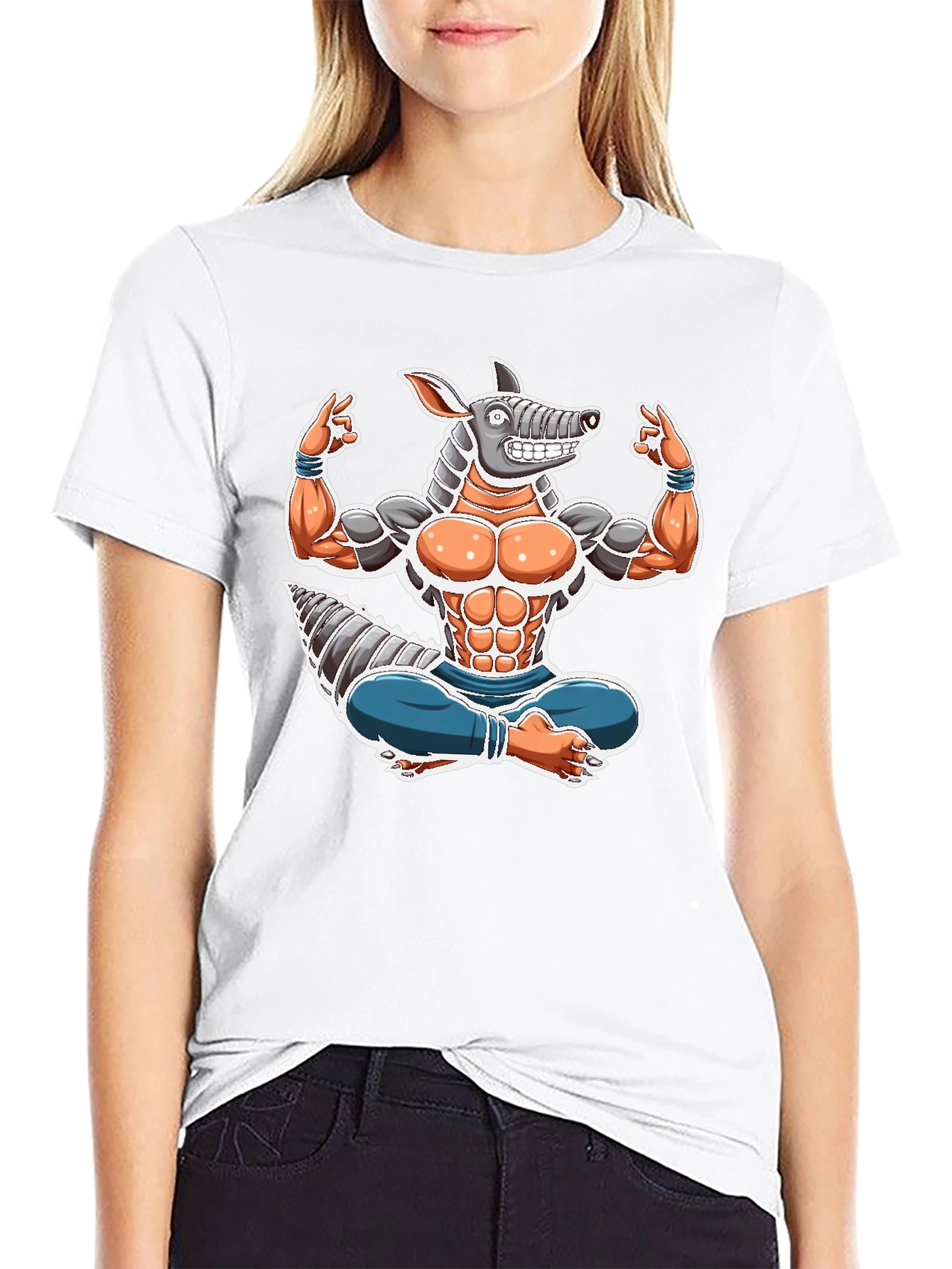 Armadillo Yoga Graphic Tee - Black Cotton T-Shirt