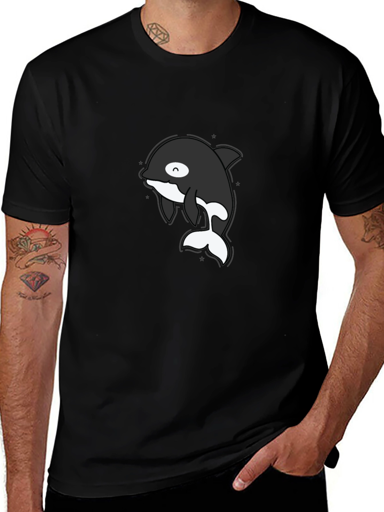 Cute Orca T-Shirt - Black Cotton Tee