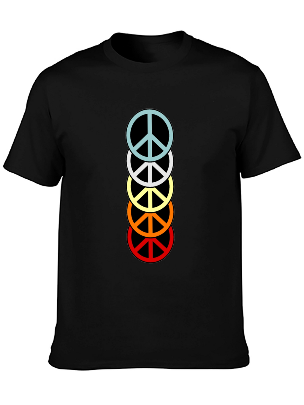 Retro Peace Sign Stacked T-Shirt - Black