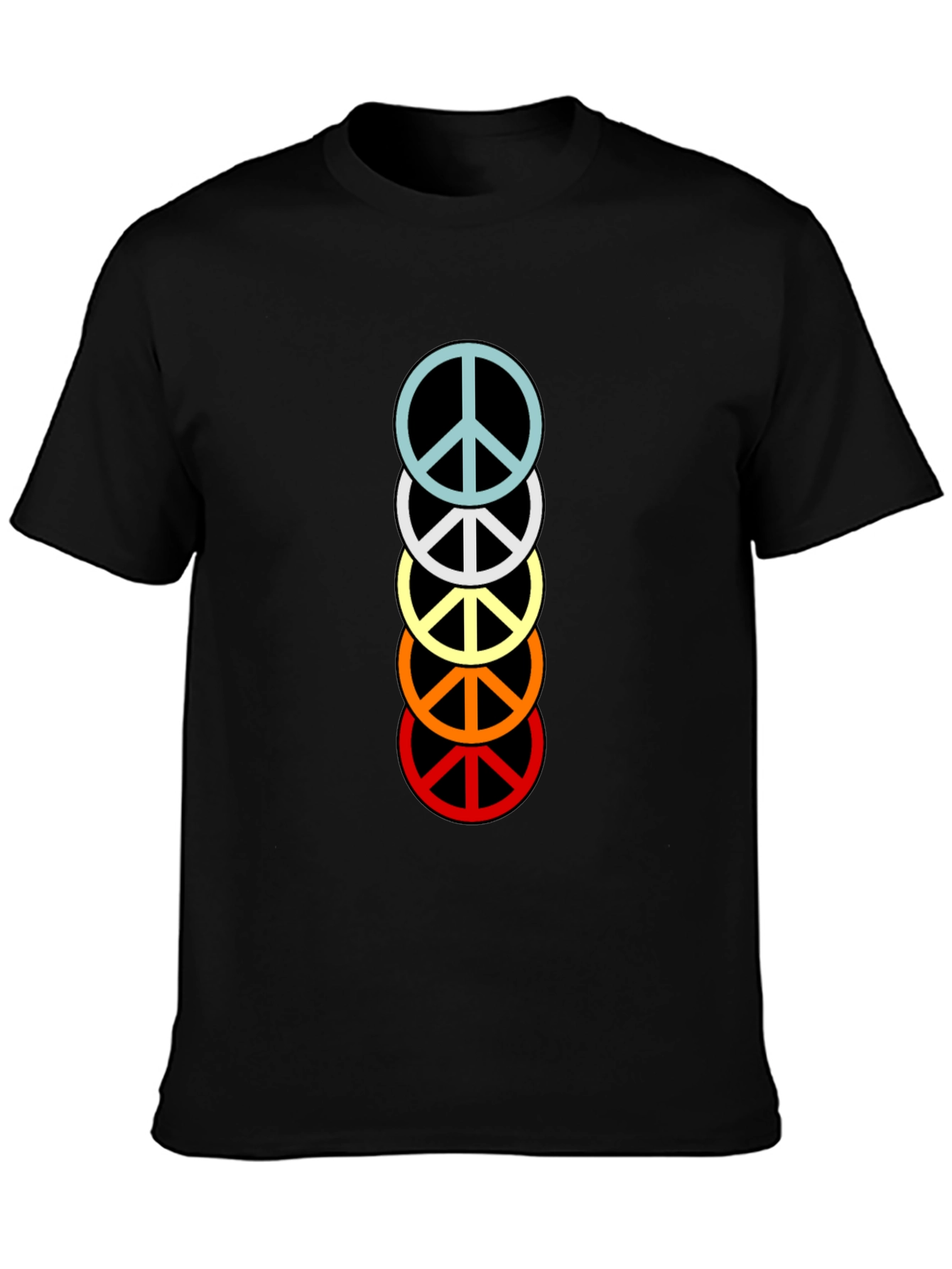 Retro Peace Sign Stacked T-Shirt - Black