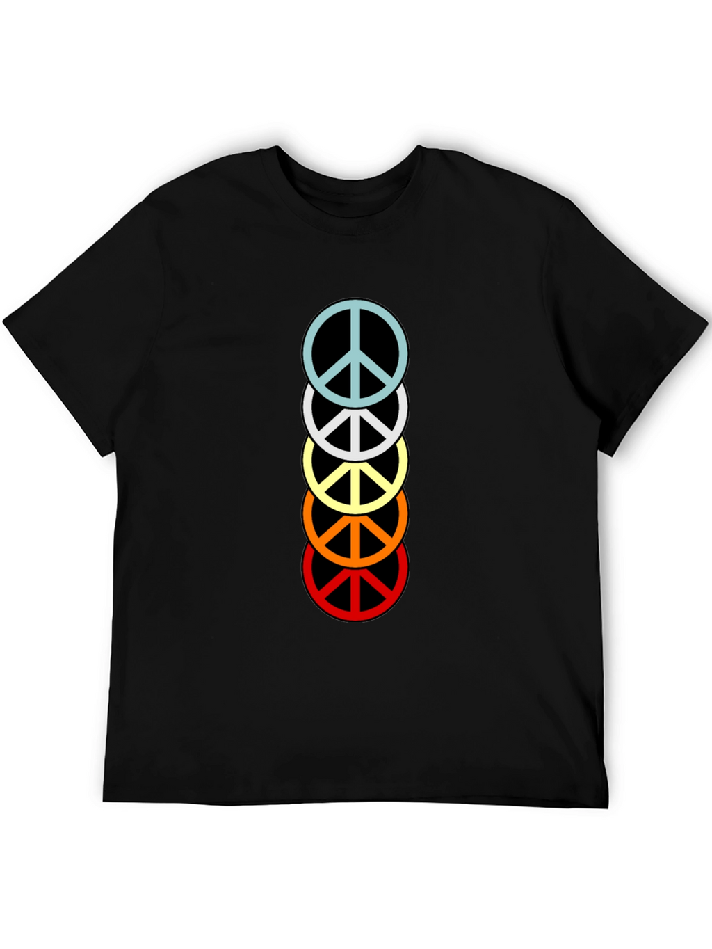 Retro Peace Sign Stacked T-Shirt - Black