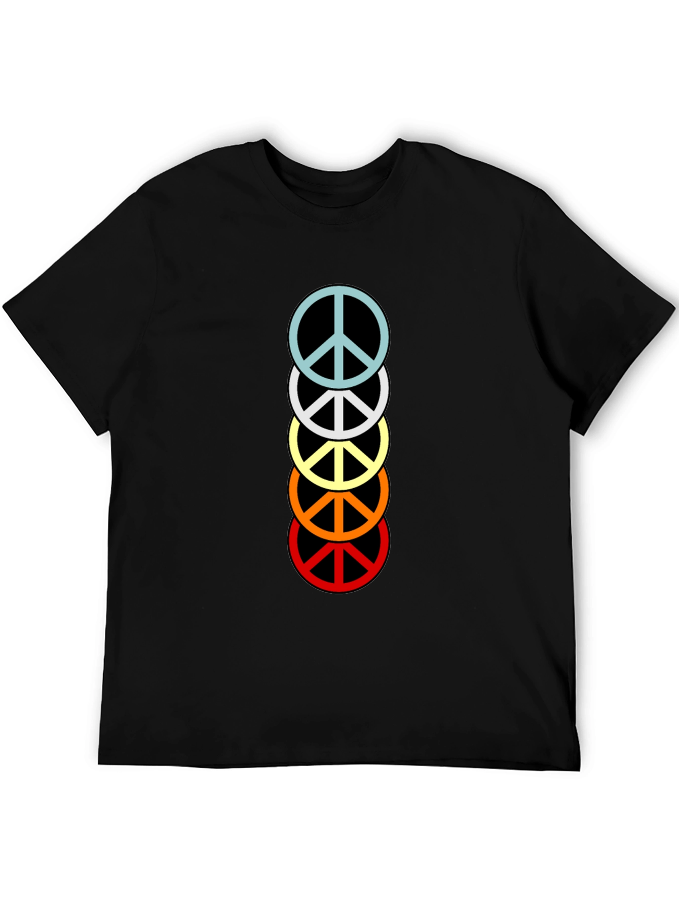 Retro Peace Sign Stacked T-Shirt - Black