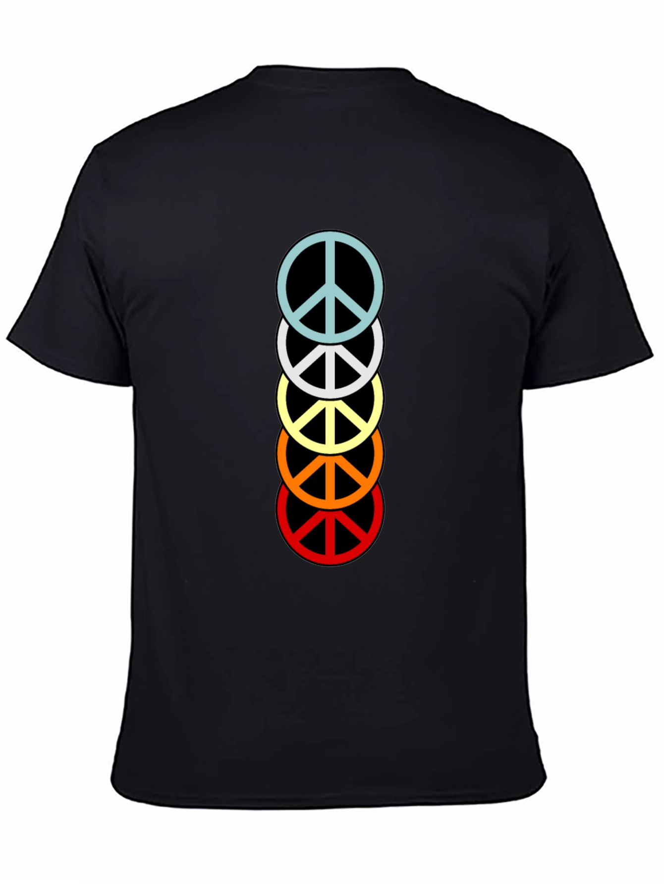 Retro Peace Sign Stacked T-Shirt - Black