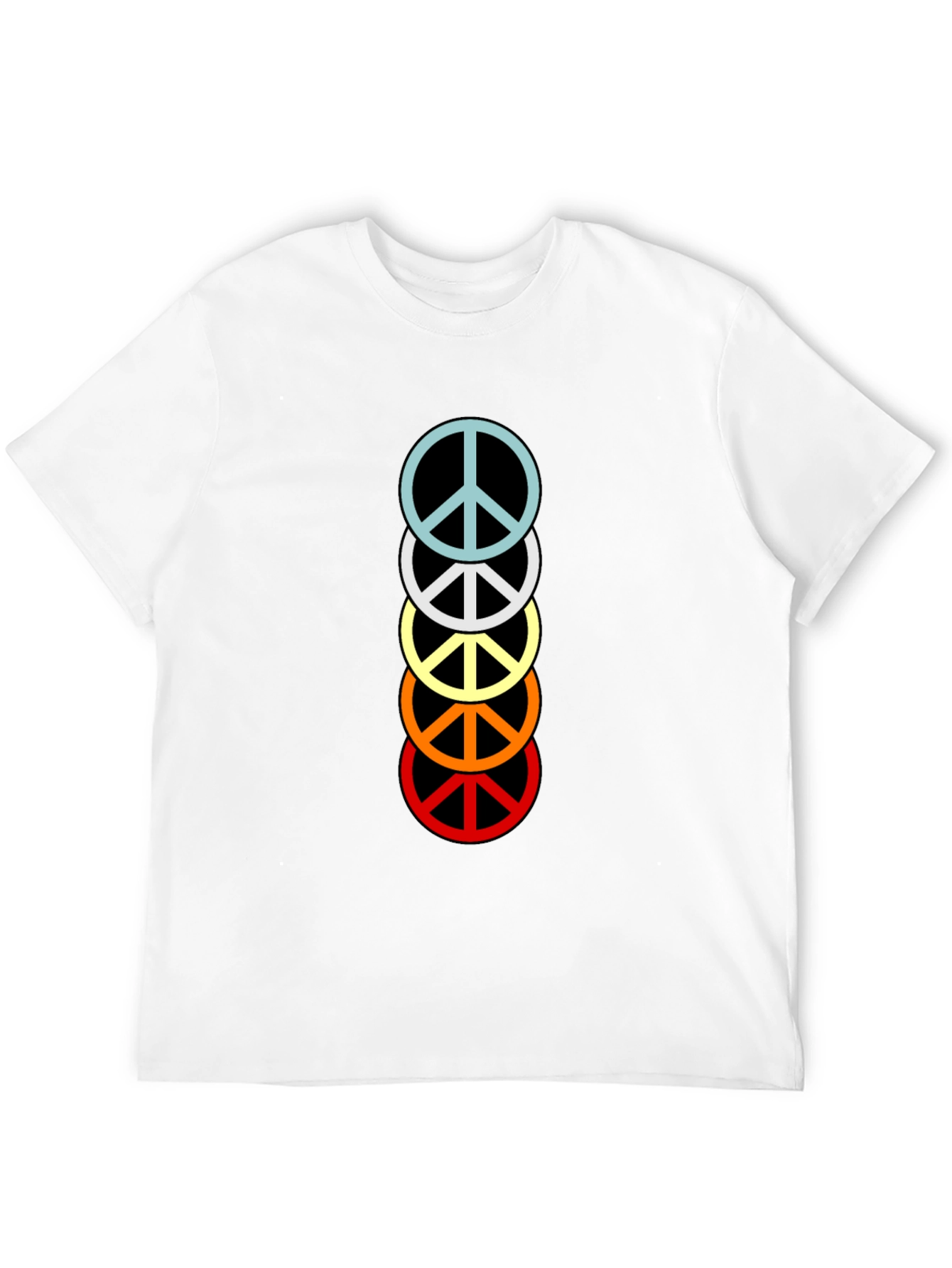 Retro Peace Sign Stacked T-Shirt - Black