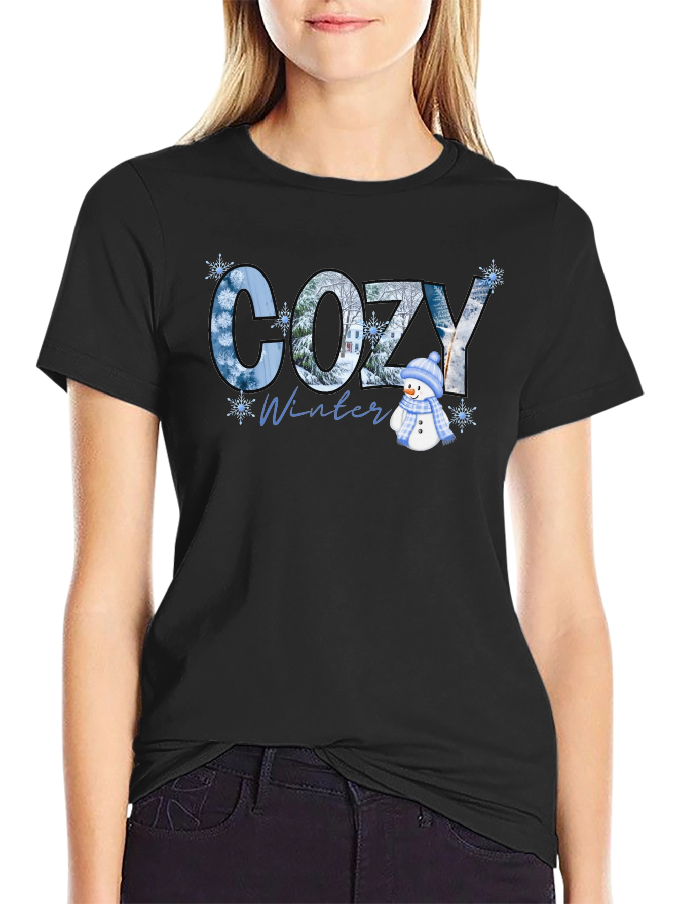 Cozy Winter Black T-Shirt