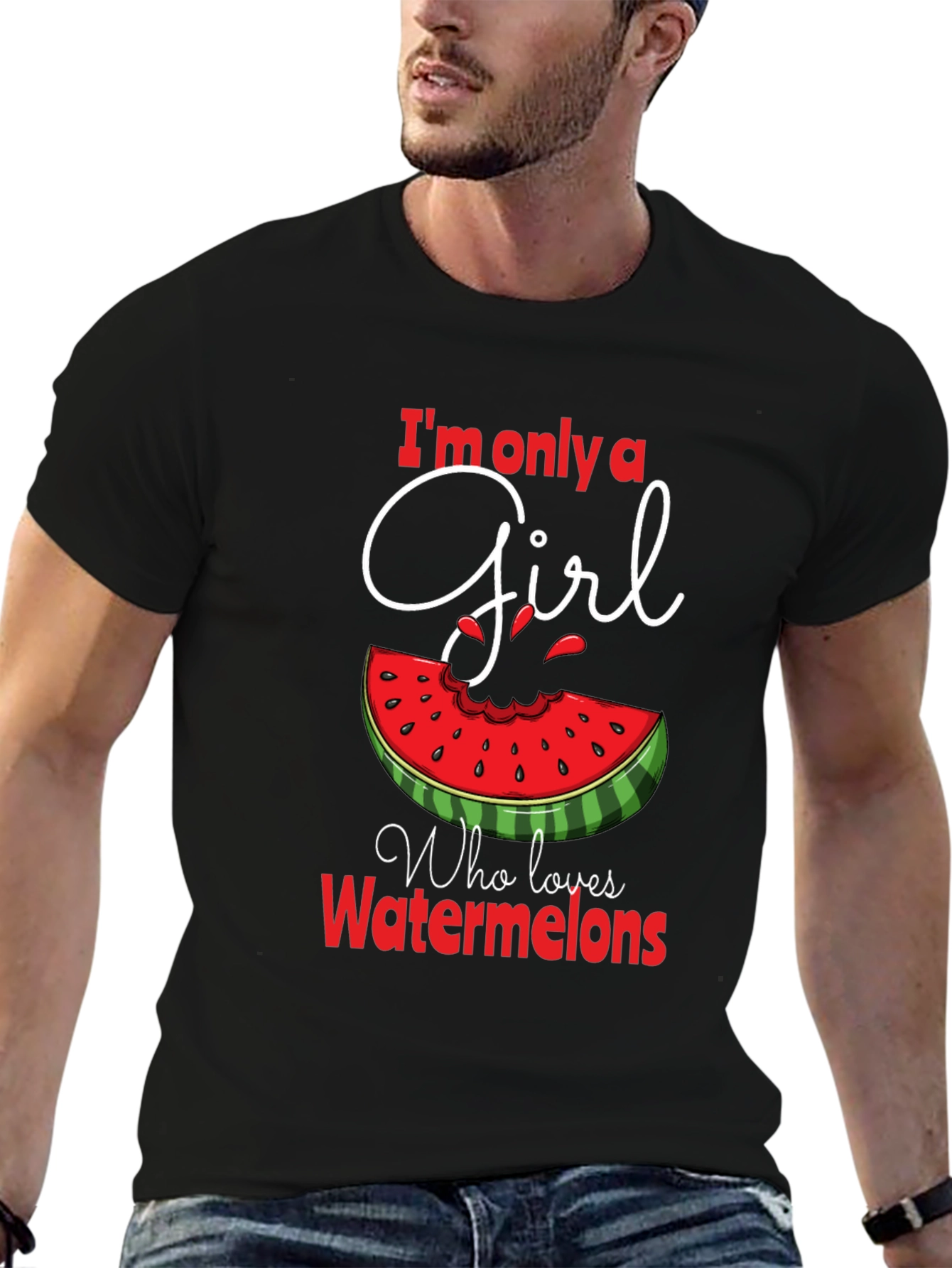 Im Only A Girl Who Loves Watermelons Black Tee