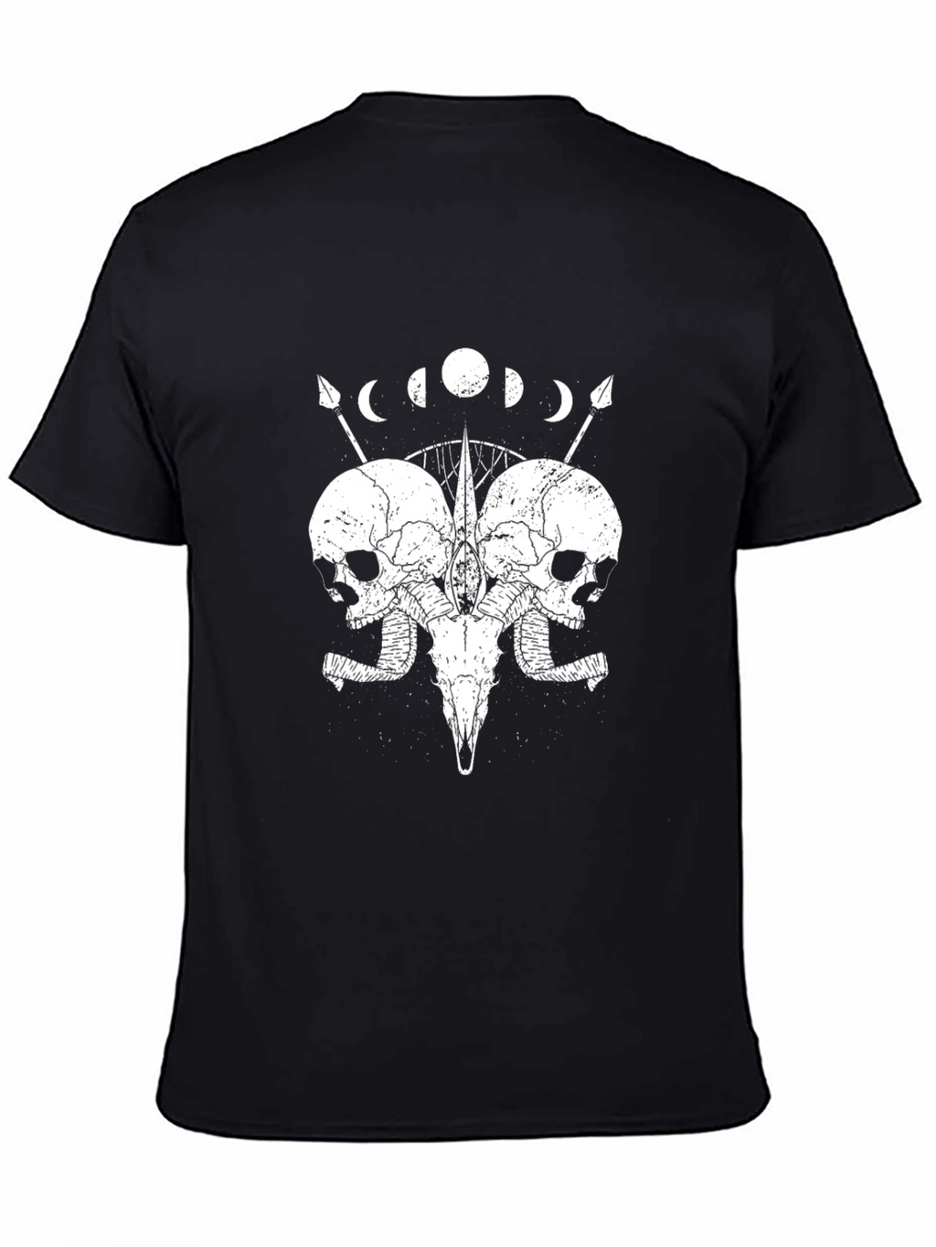 Skull & Moon Phases Graphic Tee - Black