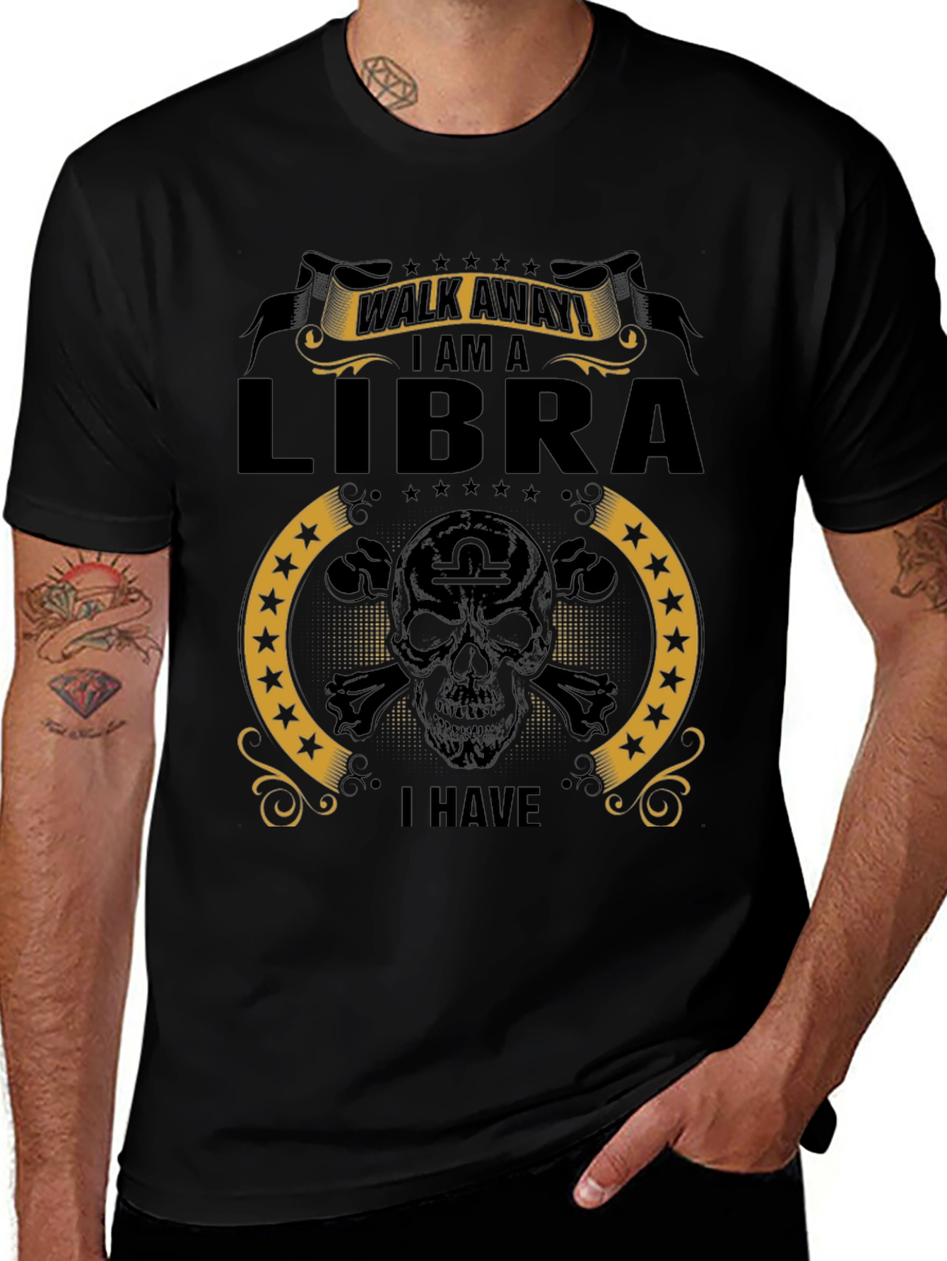 Libra Zodiac Skull T-Shirt - Walk Away I Am A Libra