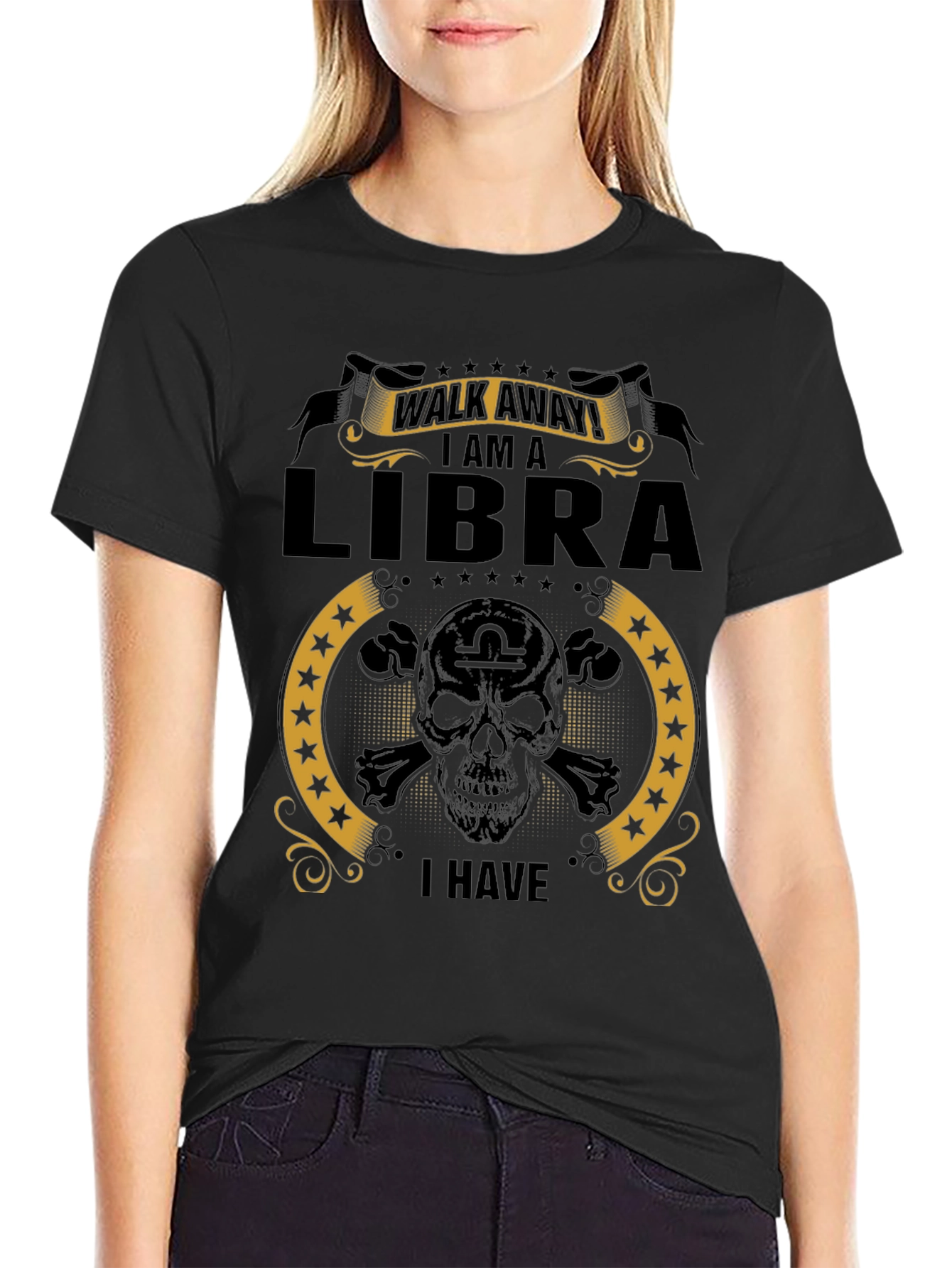 Libra Zodiac Skull T-Shirt - Walk Away I Am A Libra