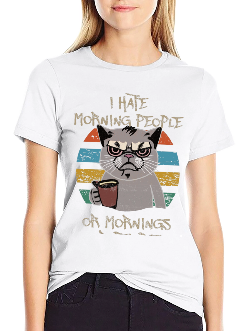 Grumpy Cat I Hate Morning People Graphic T-Shirt