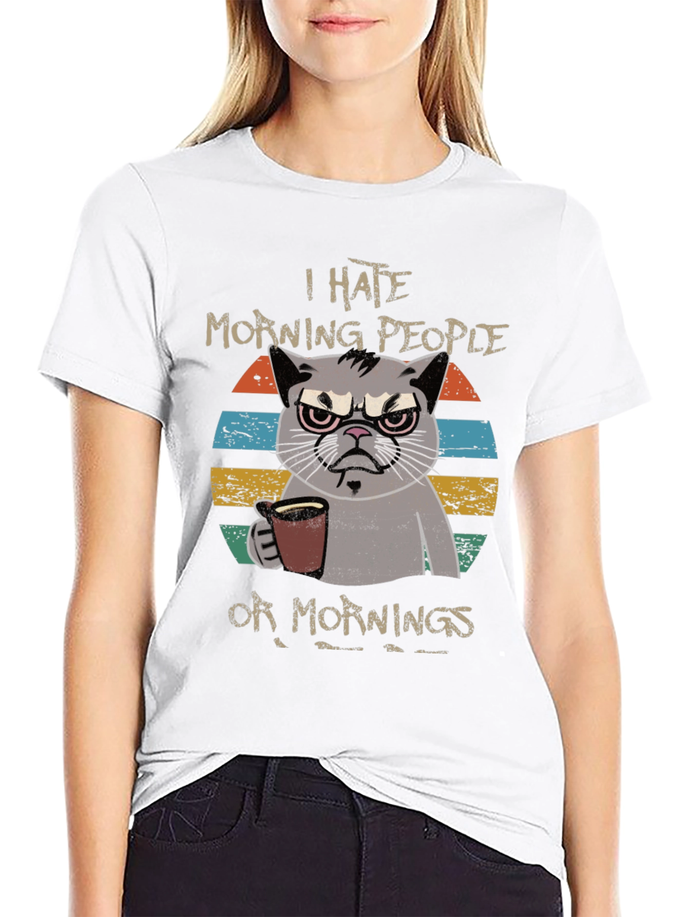 Grumpy Cat I Hate Morning People Graphic T-Shirt
