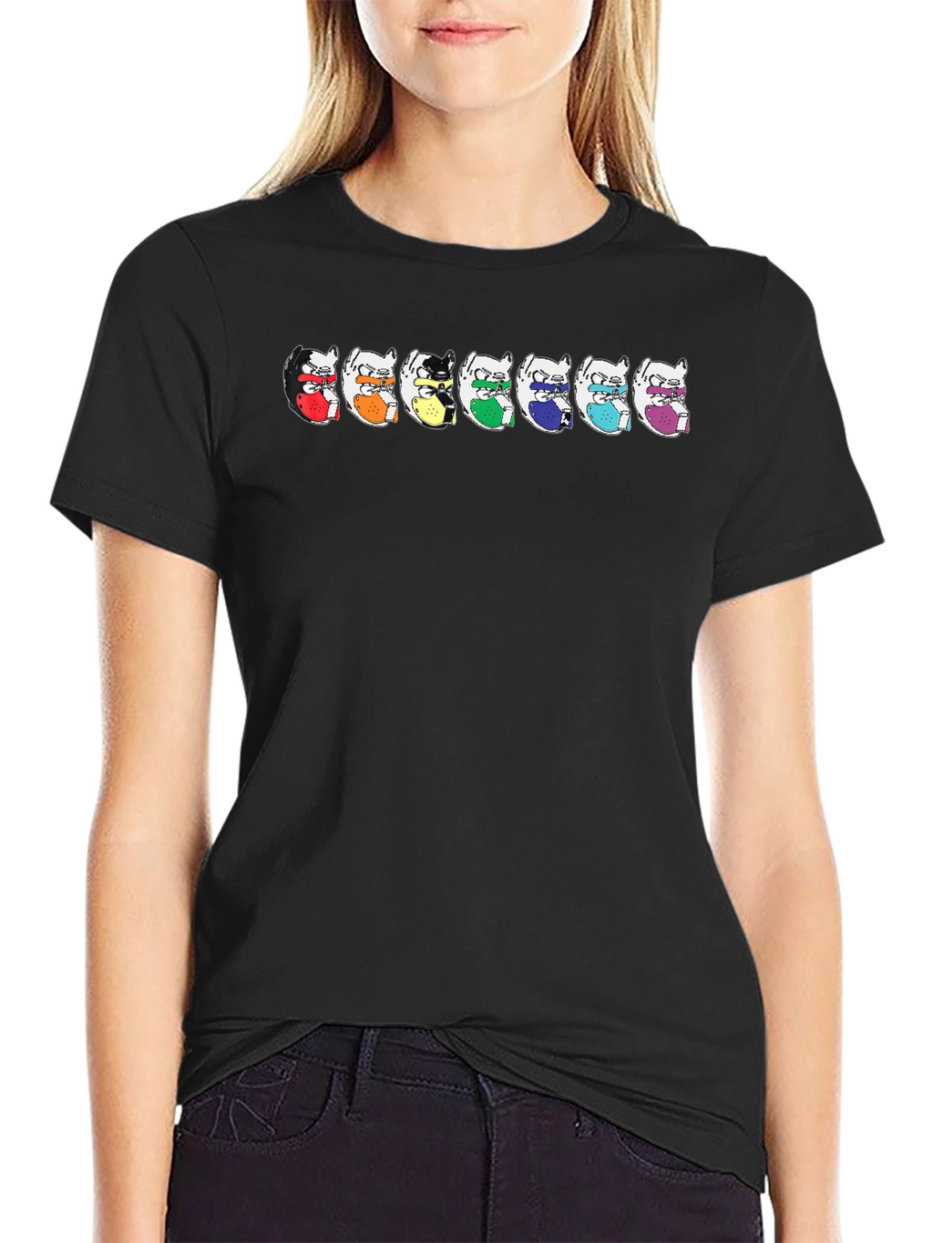 Rainbow Ninja Chinchilla T-Shirt - Black