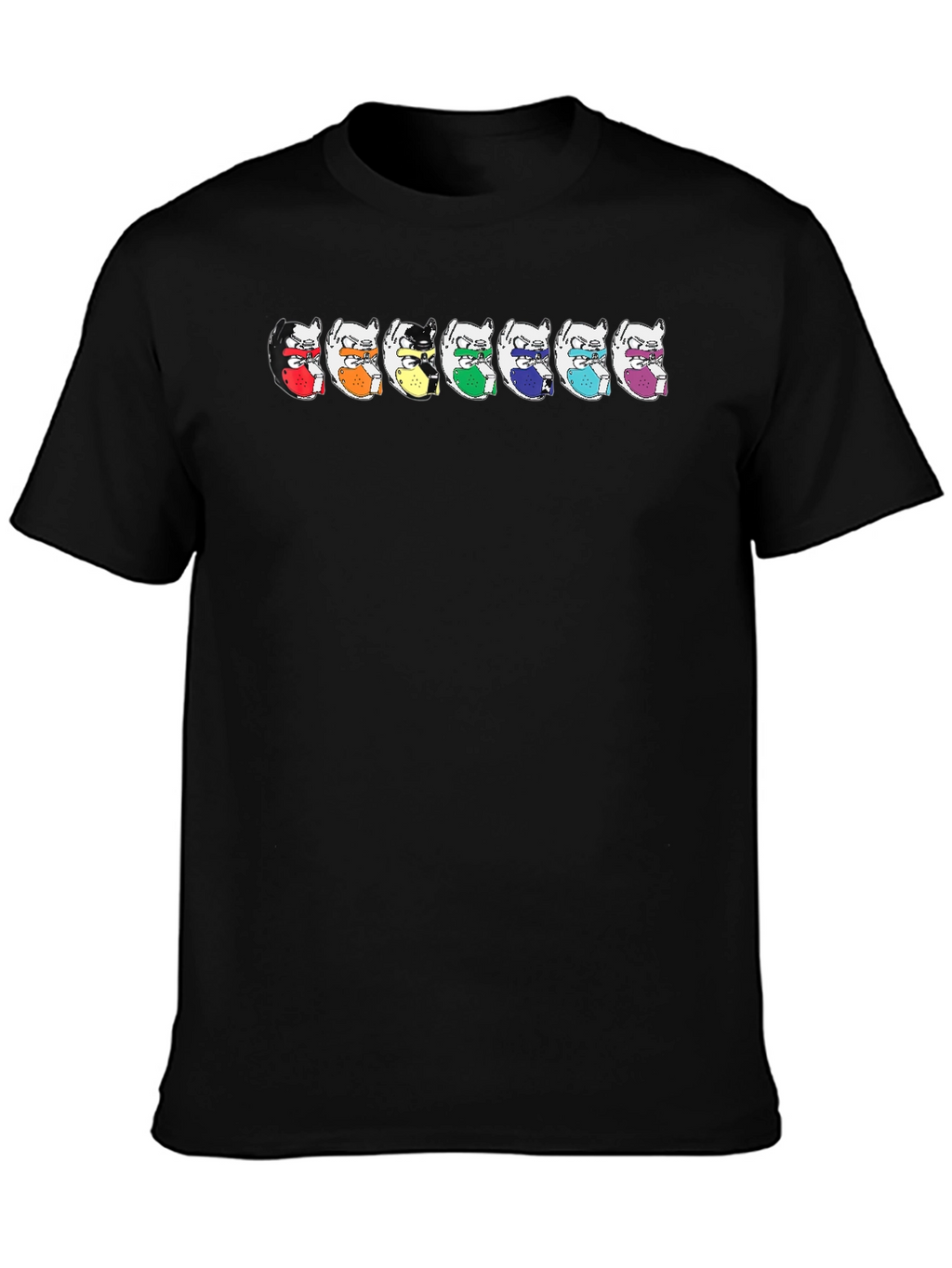 Rainbow Ninja Chinchilla T-Shirt - Black