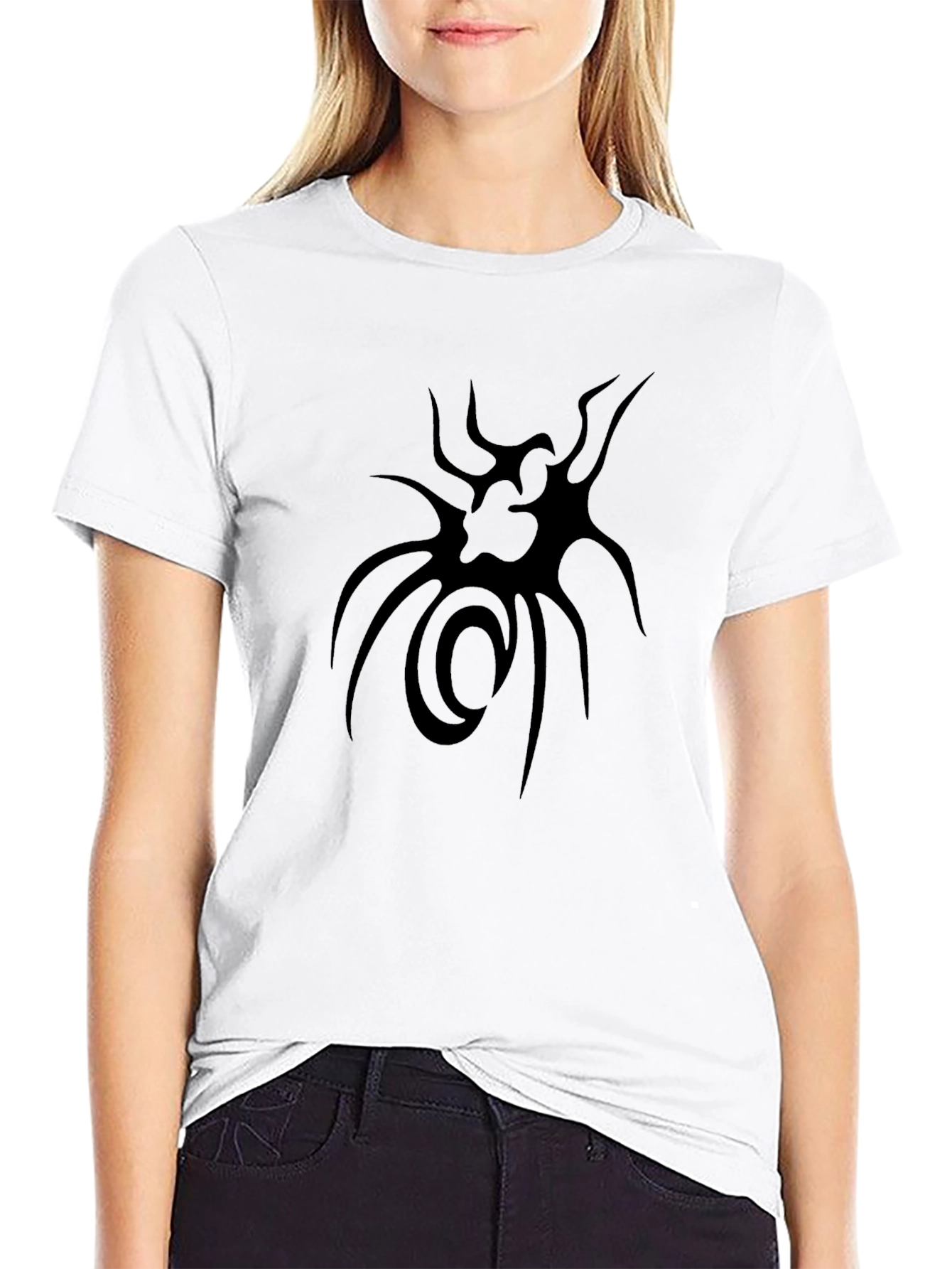 Black Graphic Tee - Abstract Design