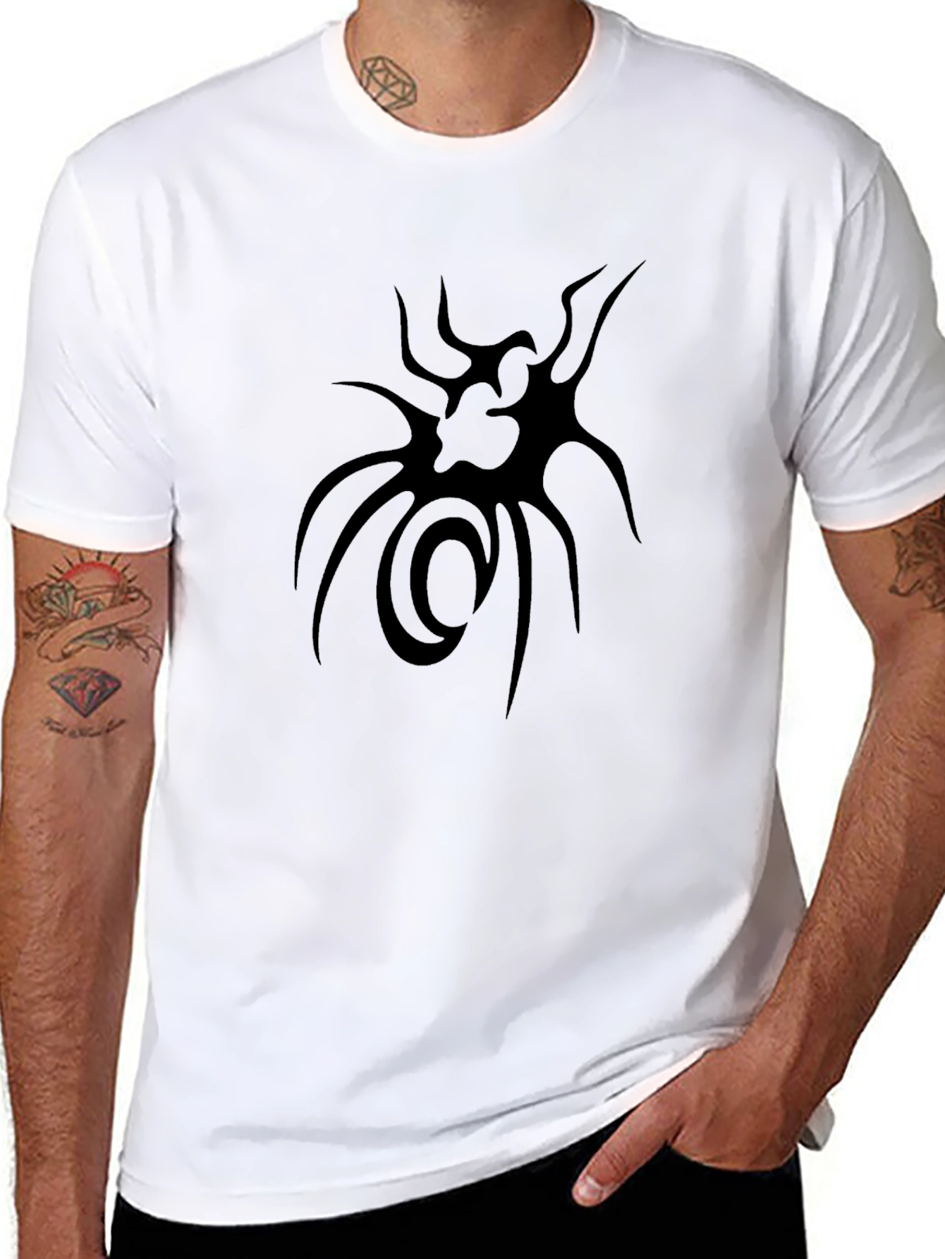 Black Graphic Tee - Abstract Design