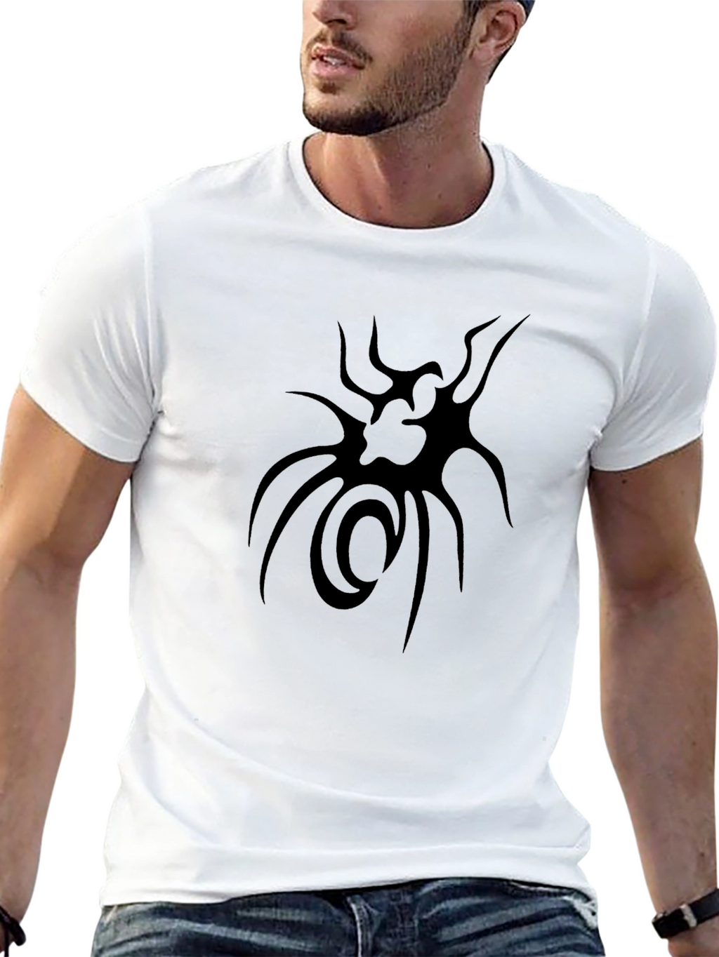 Black Graphic Tee - Abstract Design