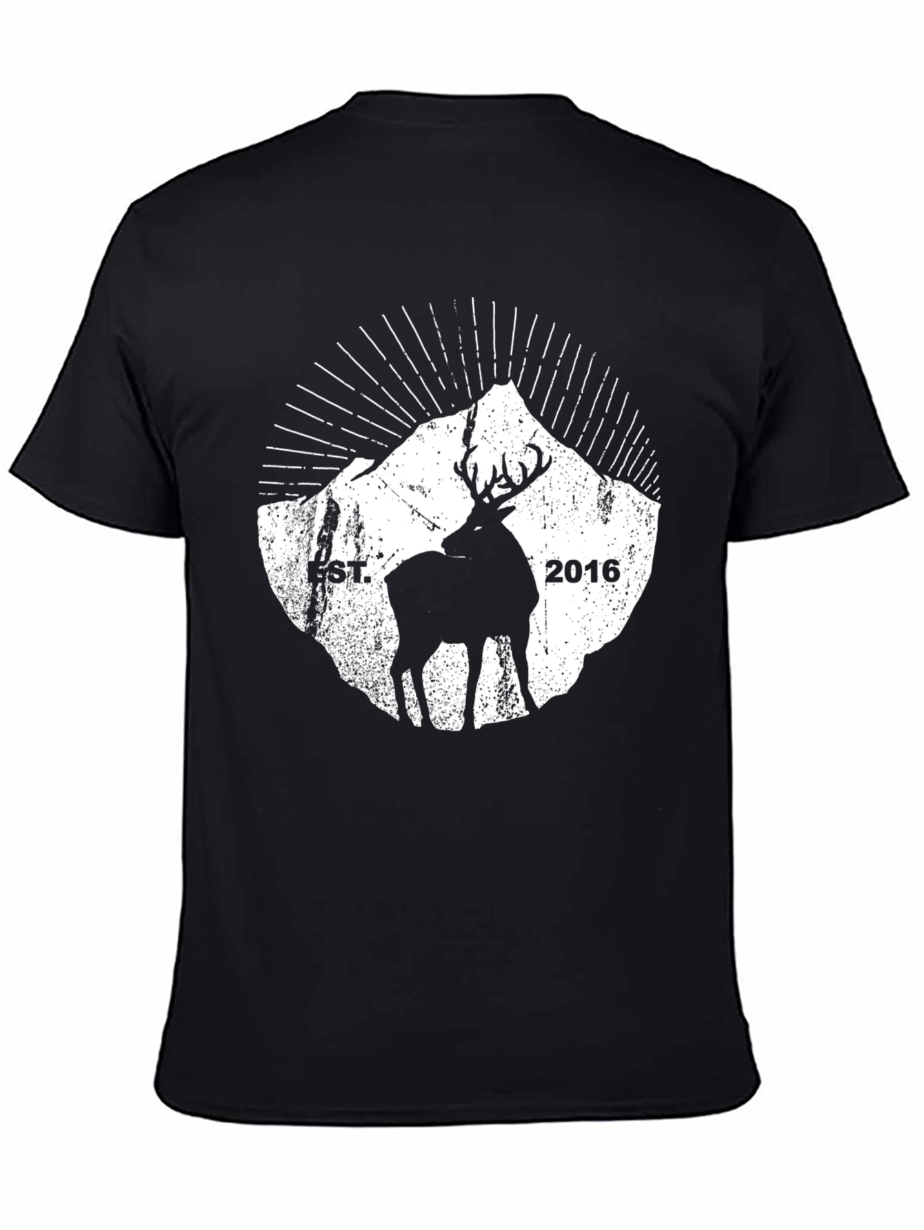 Mens Black Deer & Mountain Graphic Tee