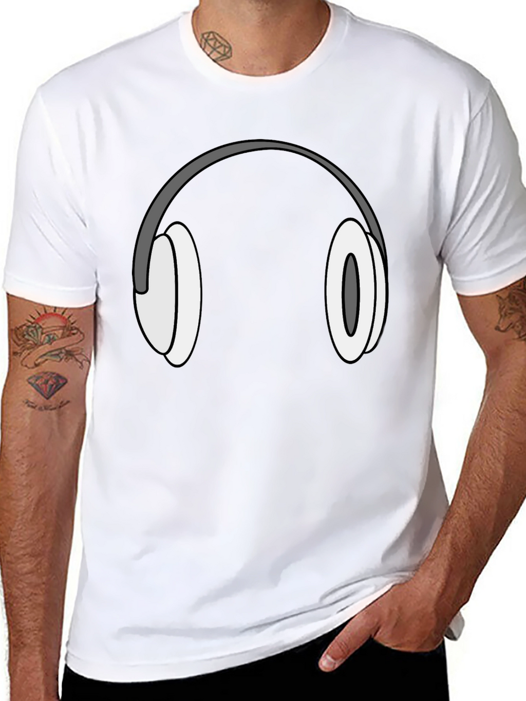 Headphone Graphic T-Shirt - Black Cotton Tee