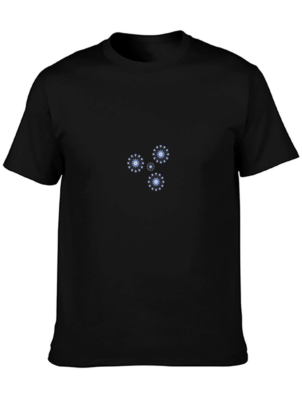 Mens Black T-Shirt with Abstract Floral Design