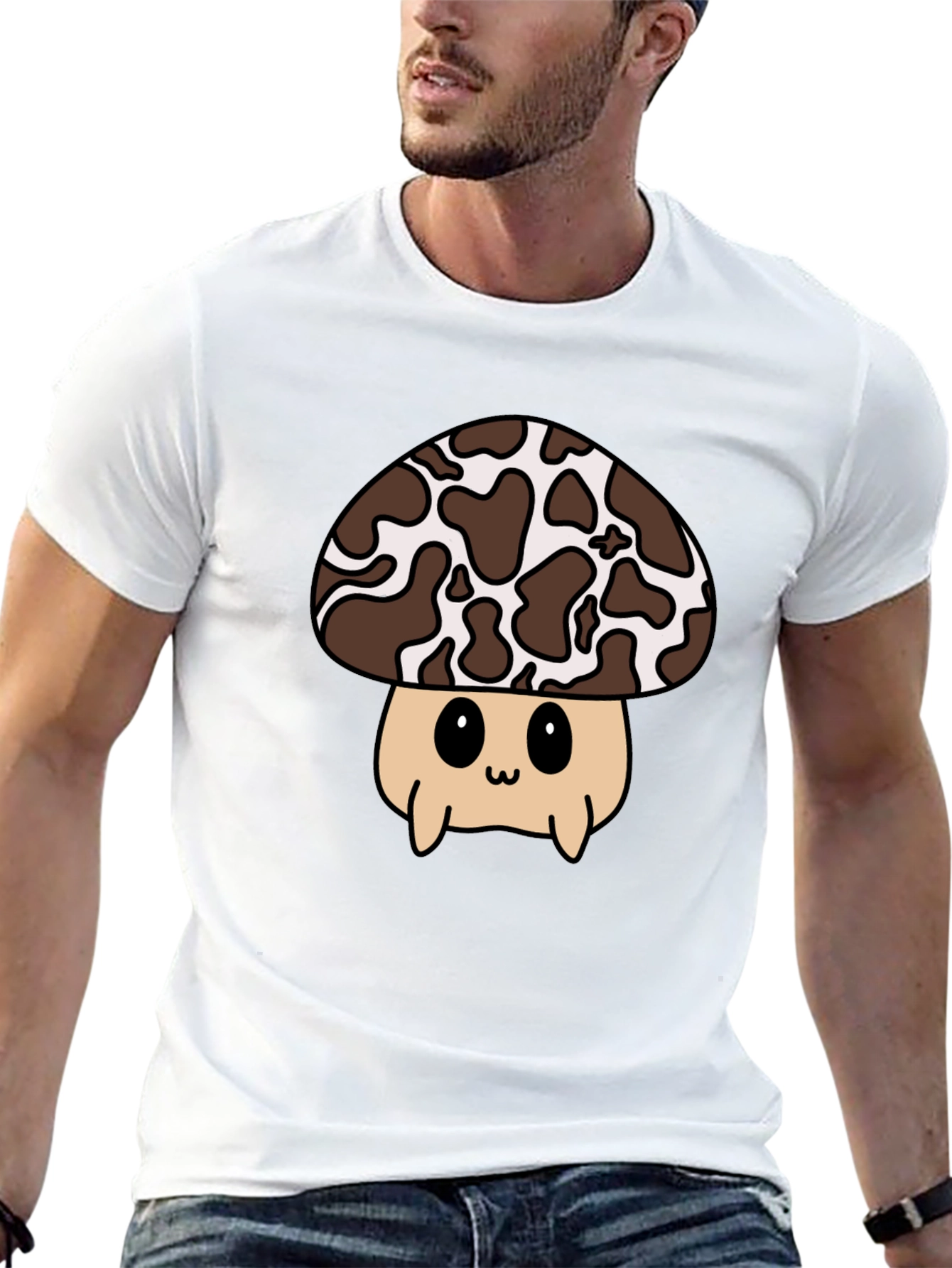 Cute Mushroom Graphic Tee - Black Unisex T-Shirt