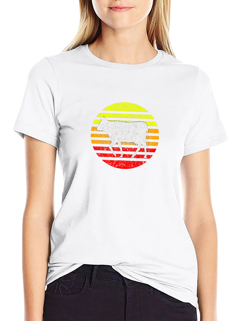 Retro Cow Sunset Graphic Tee