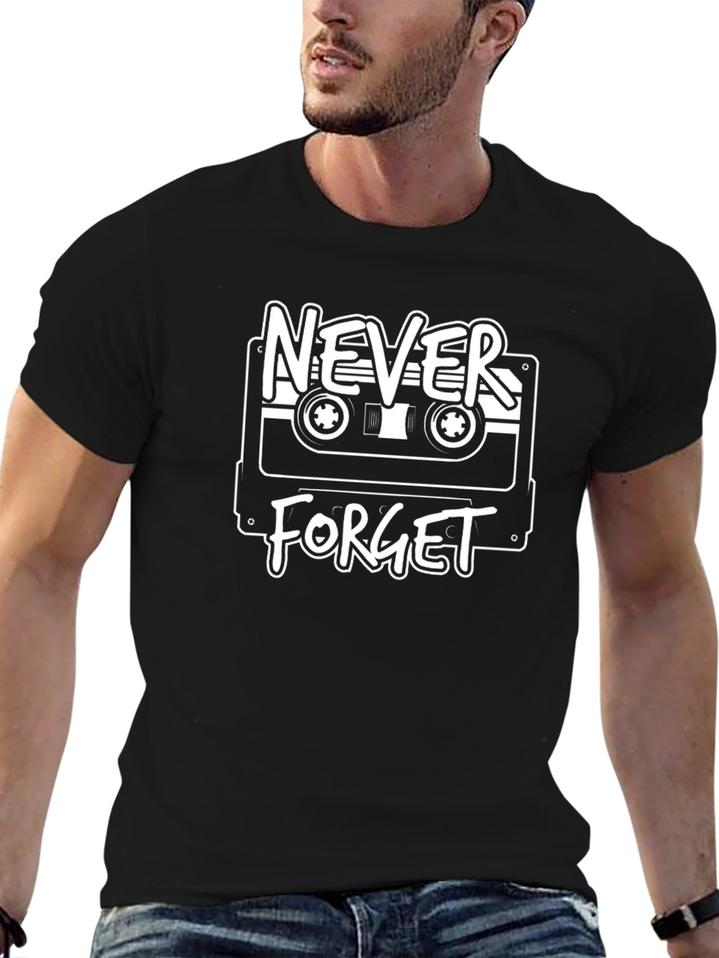 Retro Never Forget Cassette Tape Graphic Tee