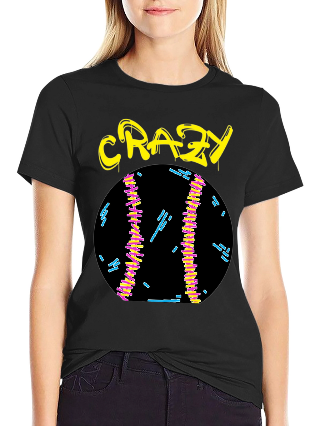 Crazy Graphic Tee - Black Cotton Shirt